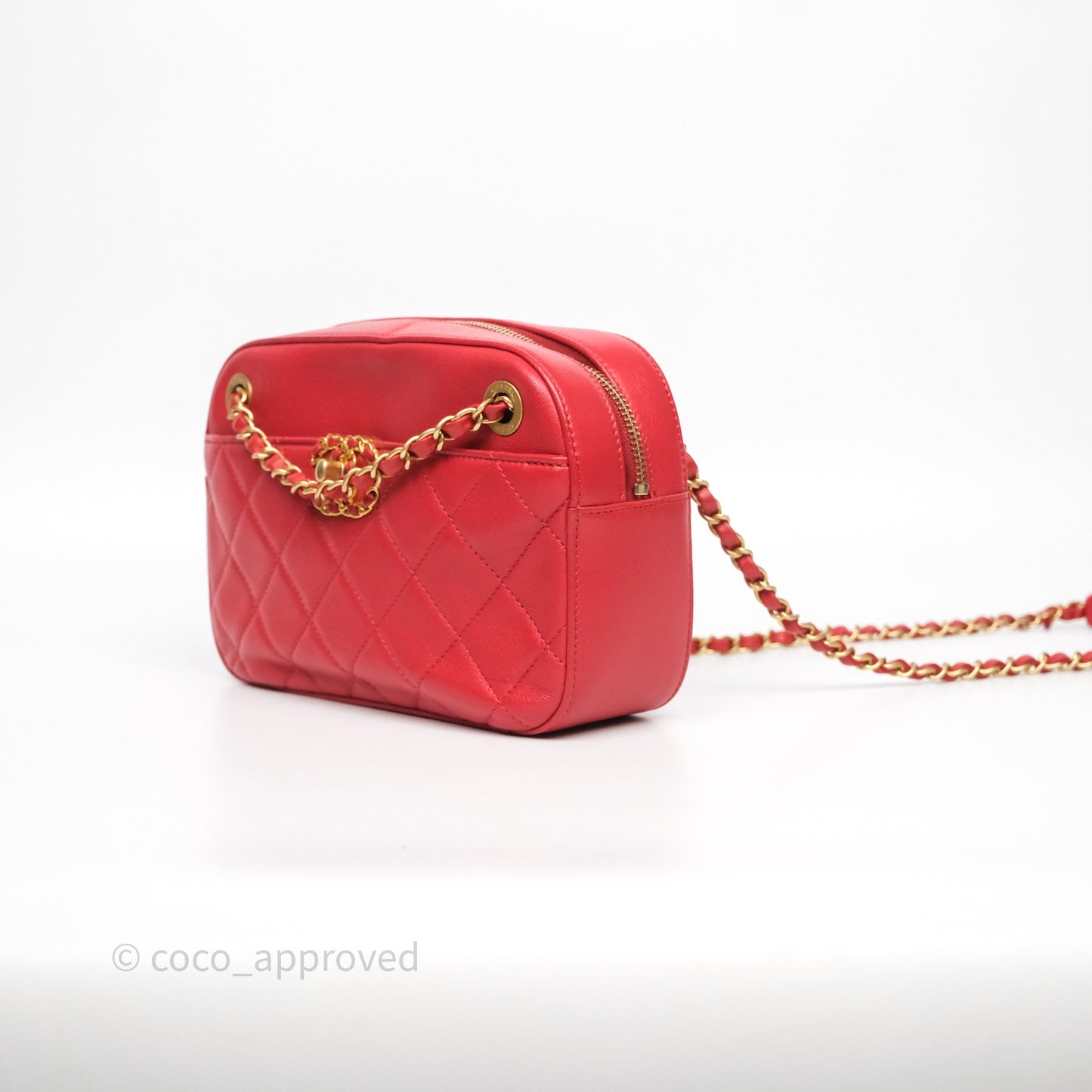 Chanel Infinity Camera Case Red Goatskin Aged Gold Hardware