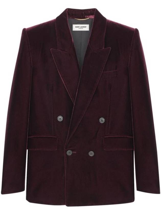 Luxury Saint Laurent Double Breasted Velvet Jacket Red