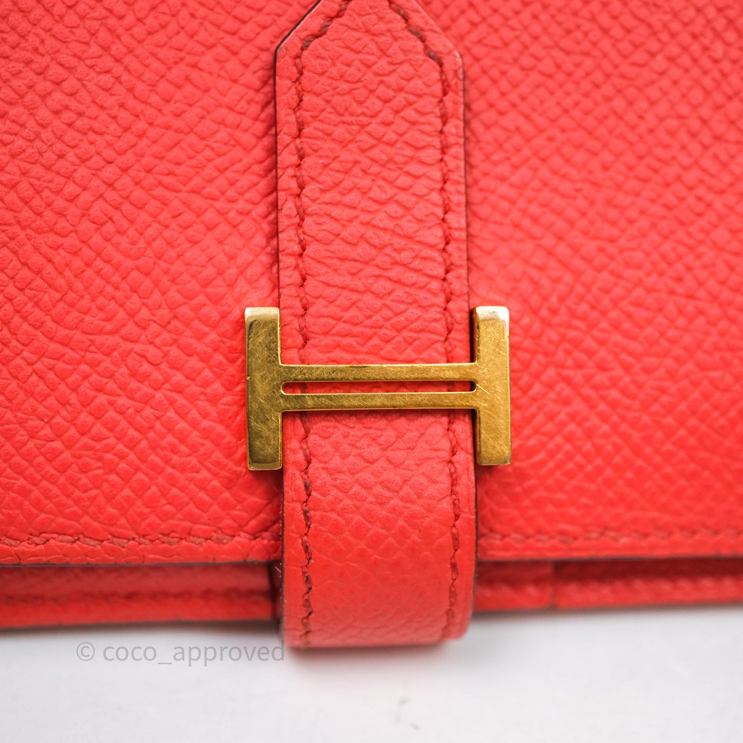 Hermes Bearn Wallet Rouge Tomate S5 Epsom Gold Hardware