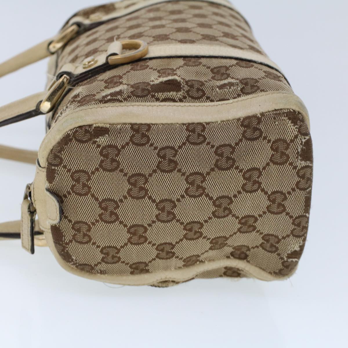 Luxury Gucci GG Canvas Hand Bag Beige White  53132