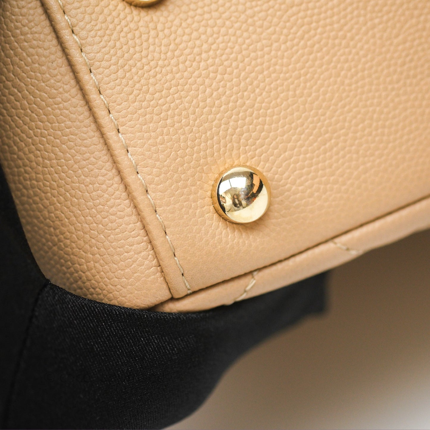 Chanel Quilted Small Business Affinity Flap Beige Caviar Gold Hardware