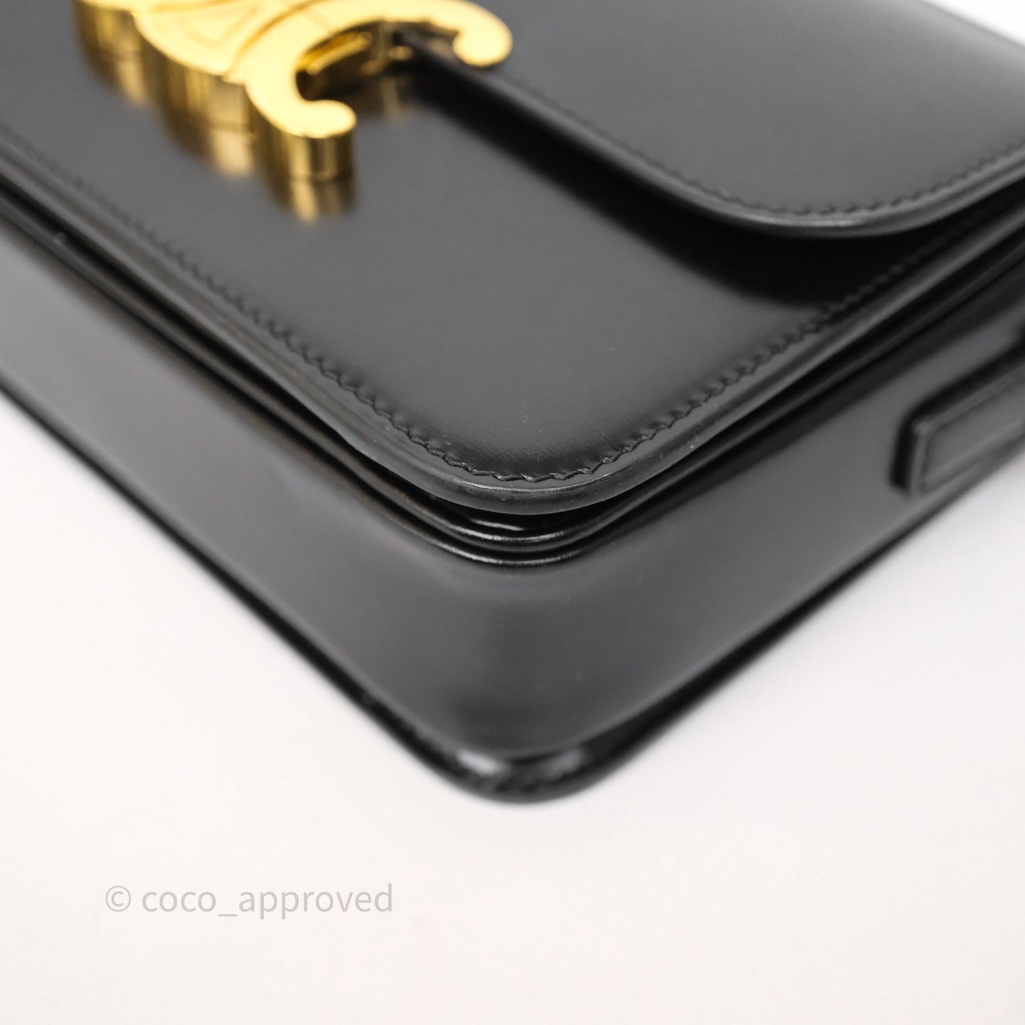 Celine Teen Triomphe Bag Black Shiny Calfskin Gold Hardware