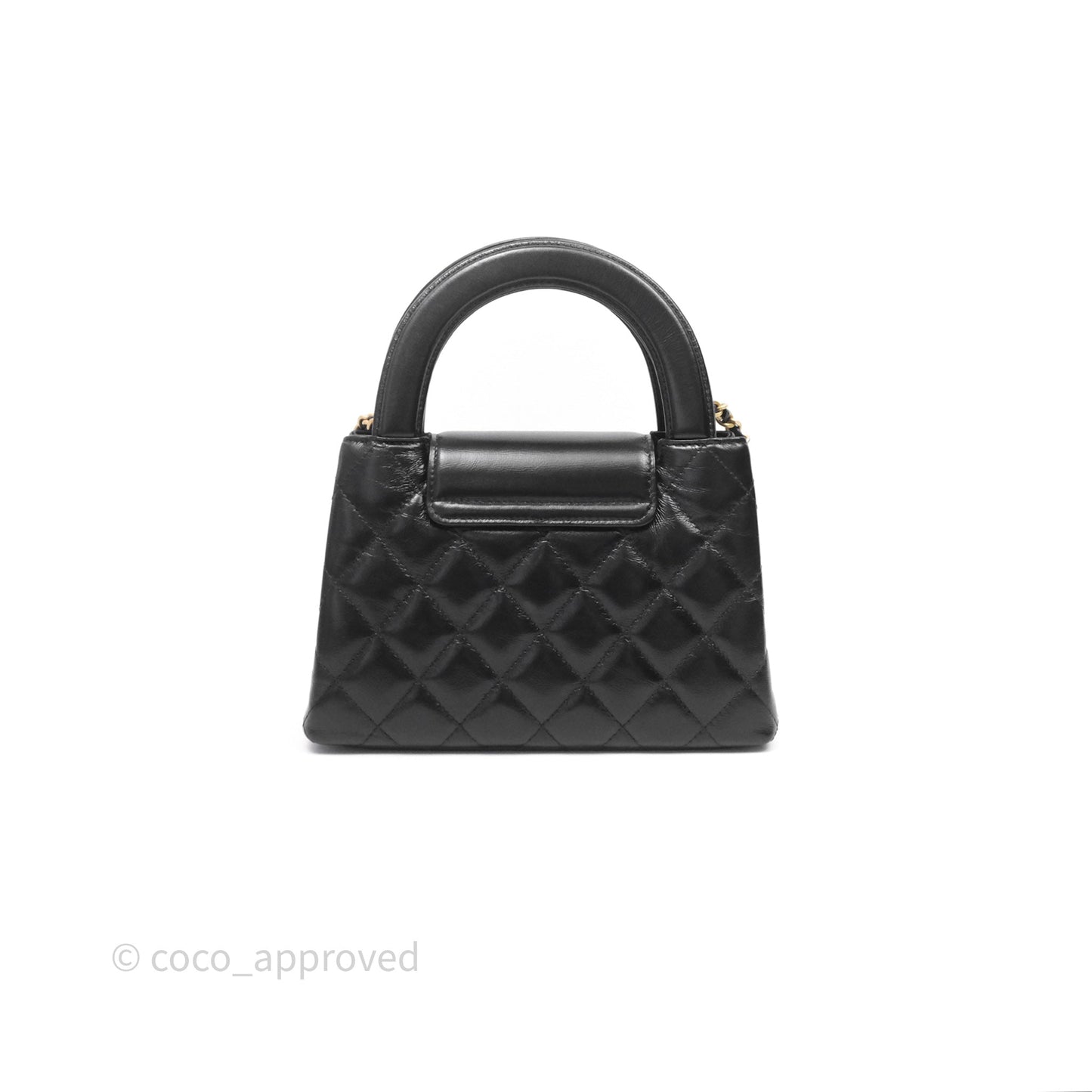 Chanel Kelly Bag Quilted Black Shiny Crumpled Calfskin Aged Gold Hardware