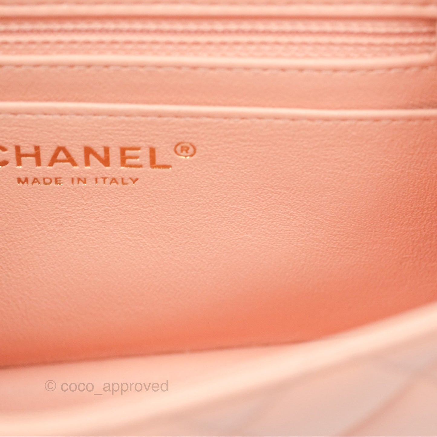 Chanel Quilted Mini Square Lambskin Light Beige Pink Gold Hardware
