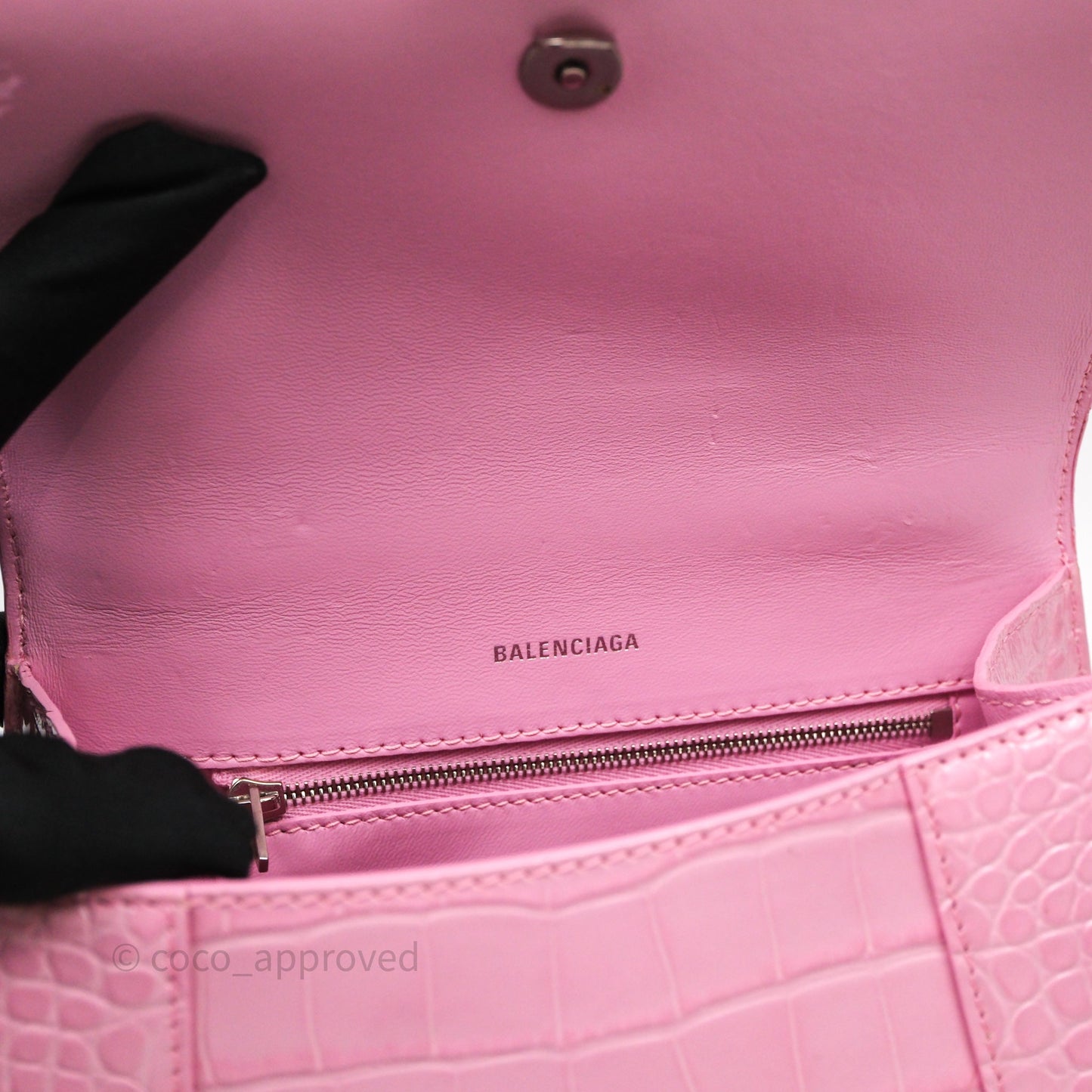 Balenciaga Small Hourglass Embossed Bag Pink