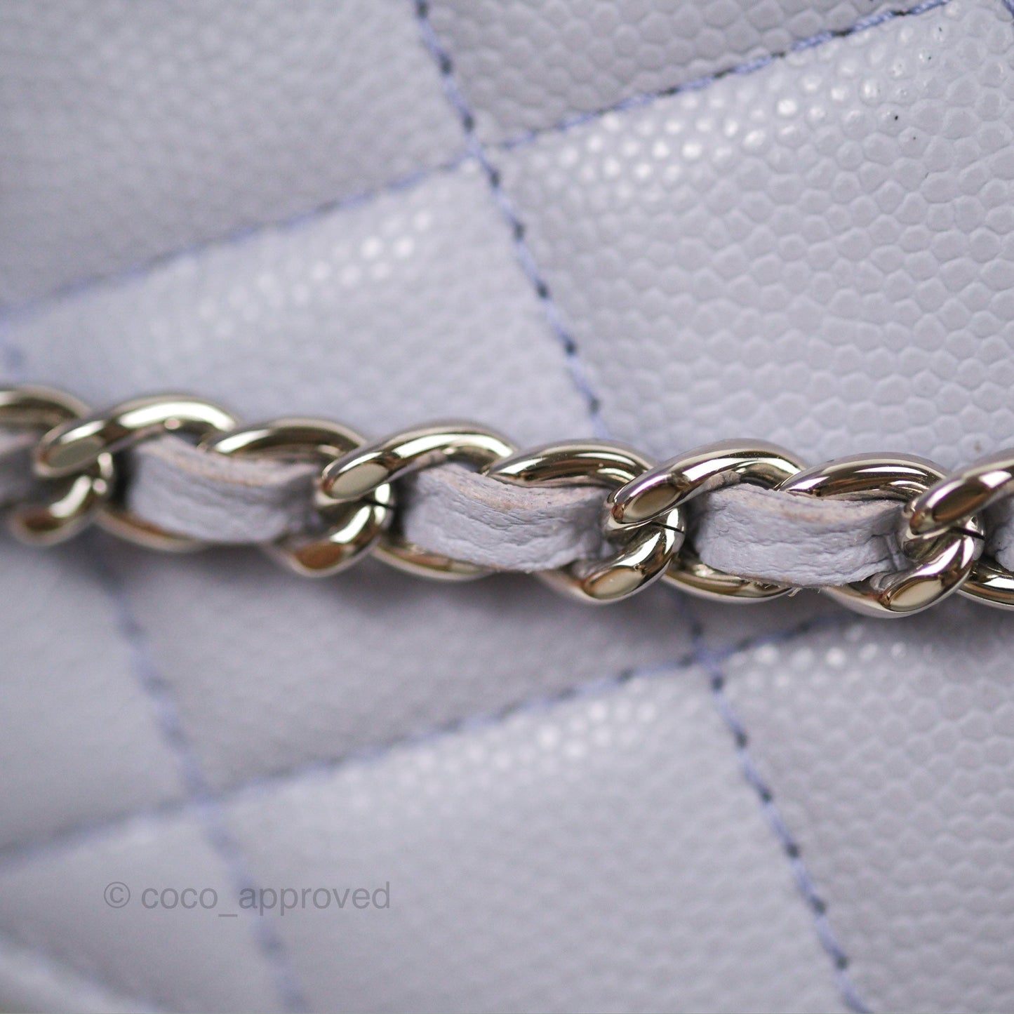 Chanel Quilted Classic Wallet on Chain WOC Lilac Caviar Silver Hardware
