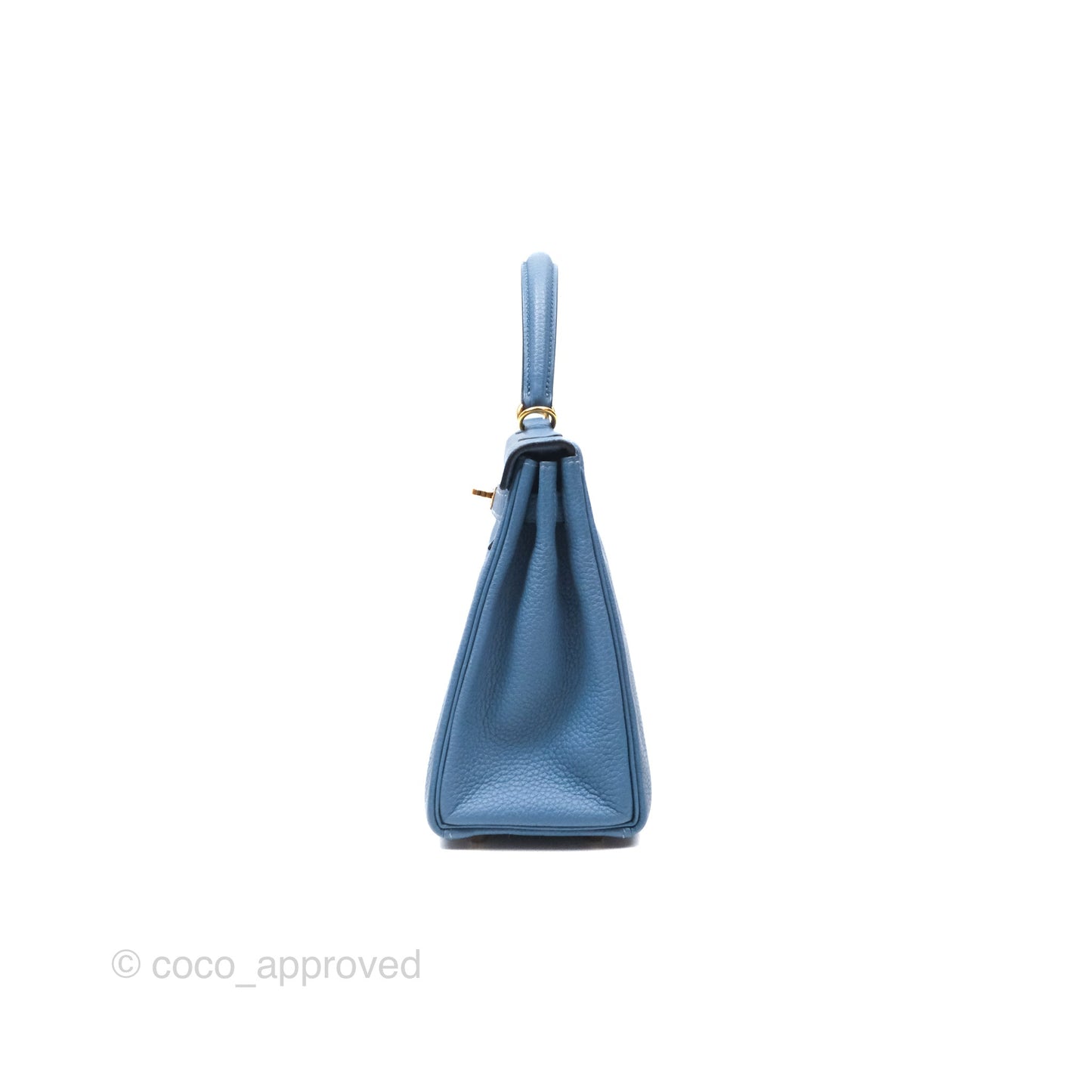 Hermes Kelly 25 Togo Bleu Azur 7R Gold Hardware