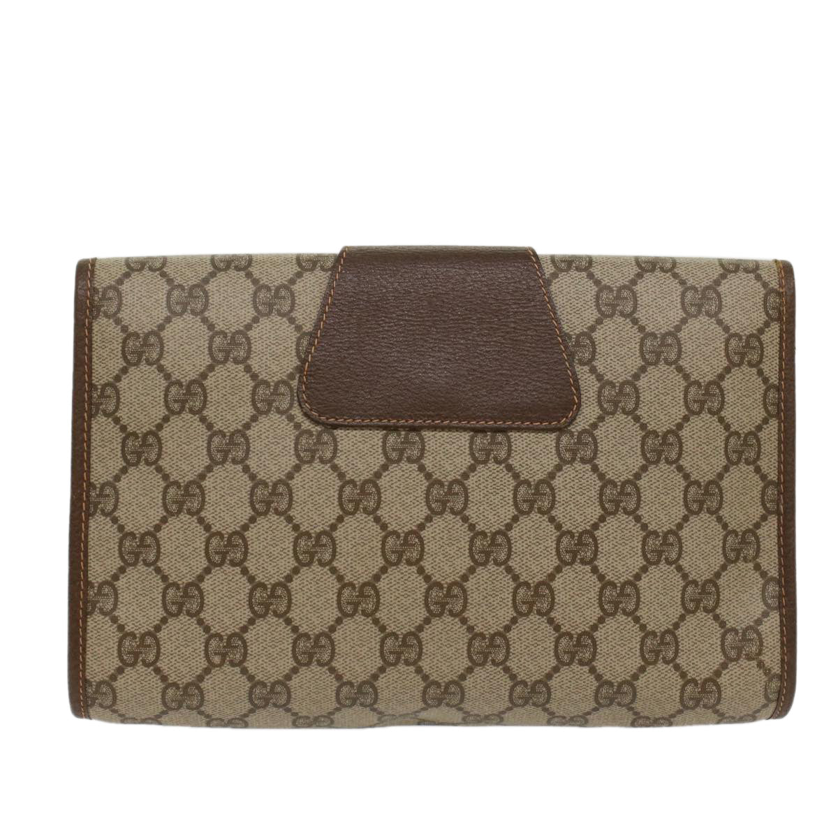 Luxury Gucci GG Canvas Web Sherry Line Clutch Bag PVC Leather Beige Green  53257