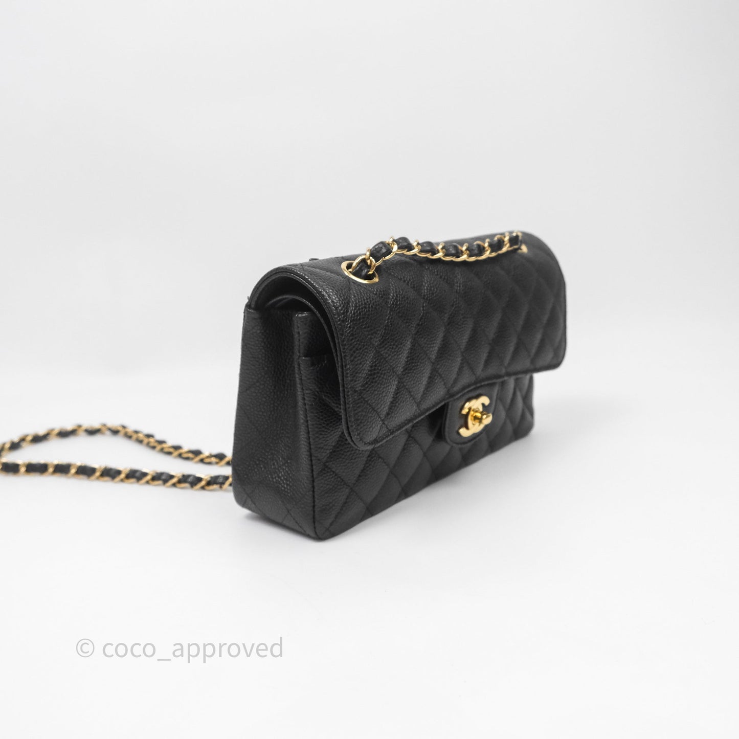 Chanel Small Classic Flap Quilted Black Caviar Gold Hardware