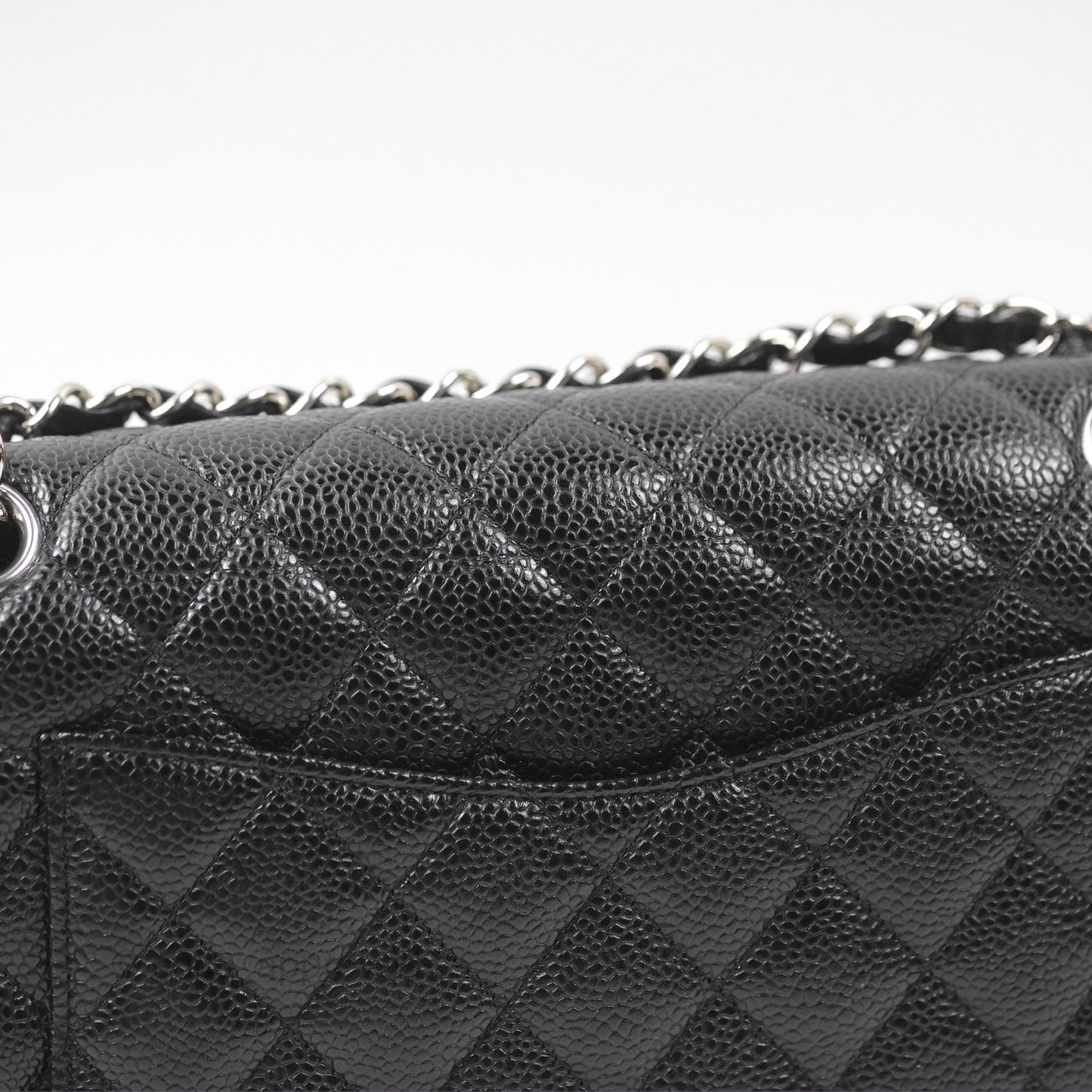 Chanel Classic M/L Medium Flap Quilted Black Caviar Silver Hardware