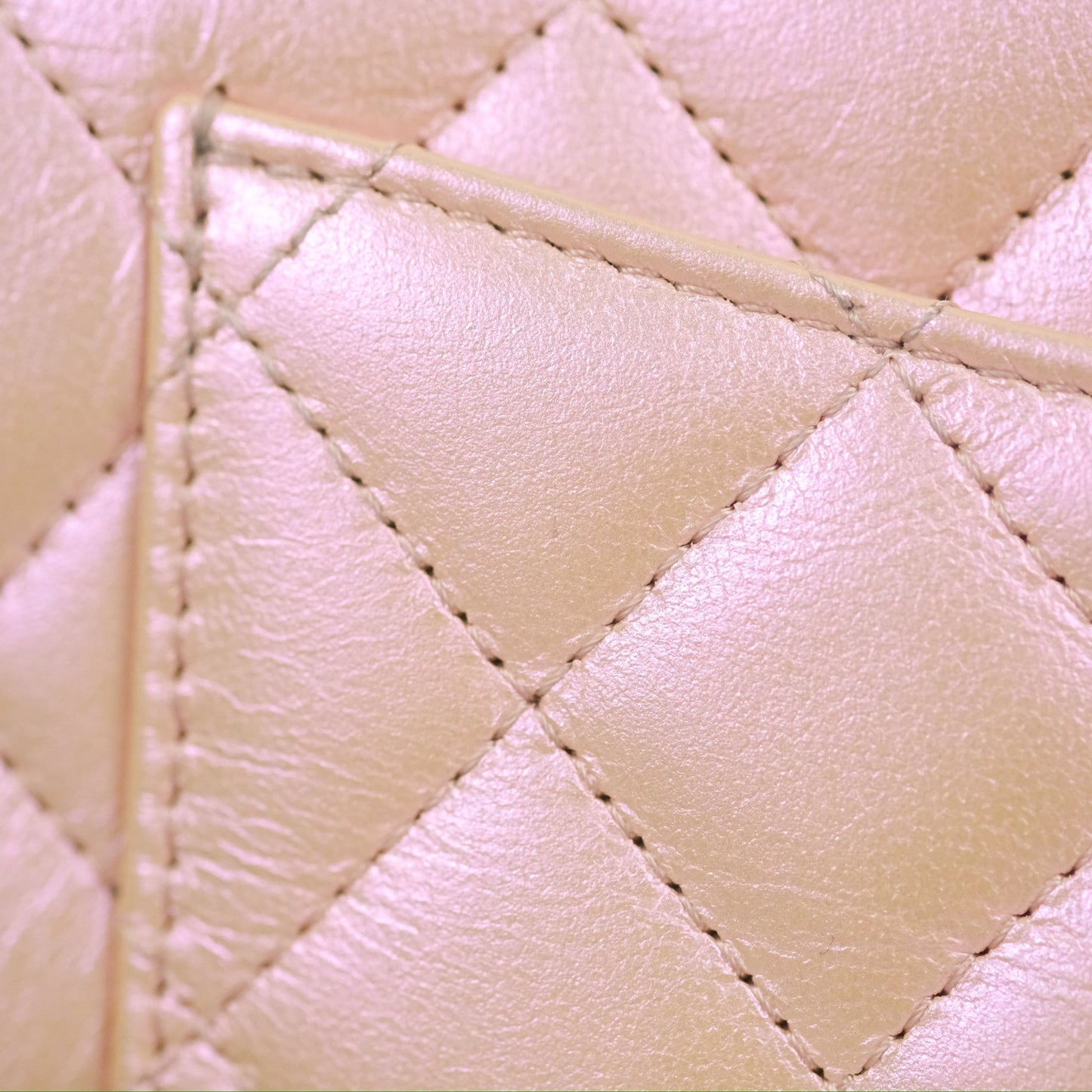 Chanel Quilted Mini Rectangular Iridescent Pink Calfskin Silver Hardware