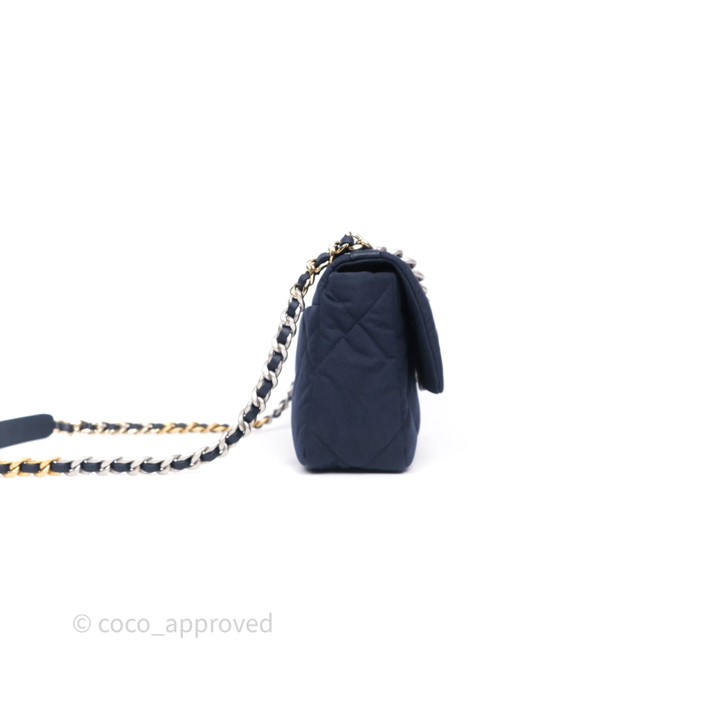 Chanel 19 Small Dark Navy Fabric Mixed Hardware