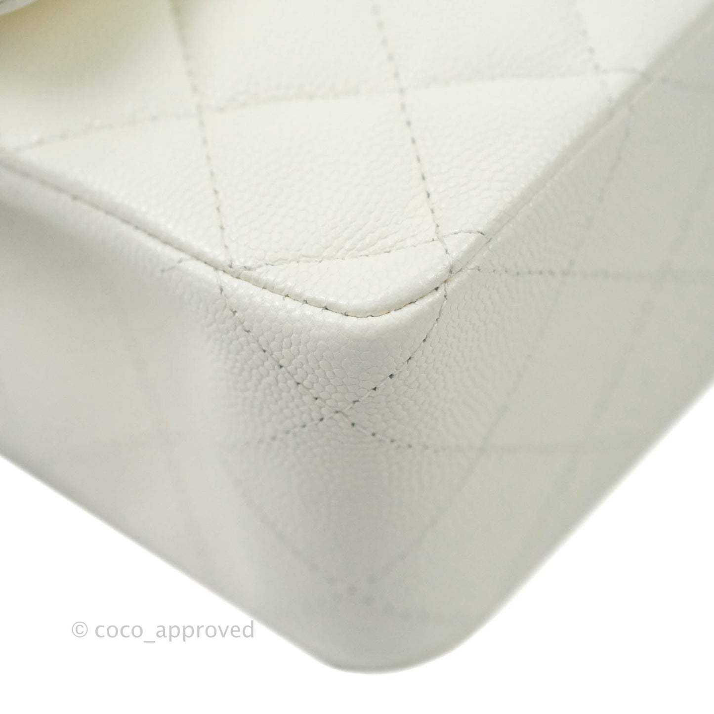 Chanel Classic M/L Medium Double Flap Ivory White Caviar Gold Hardware