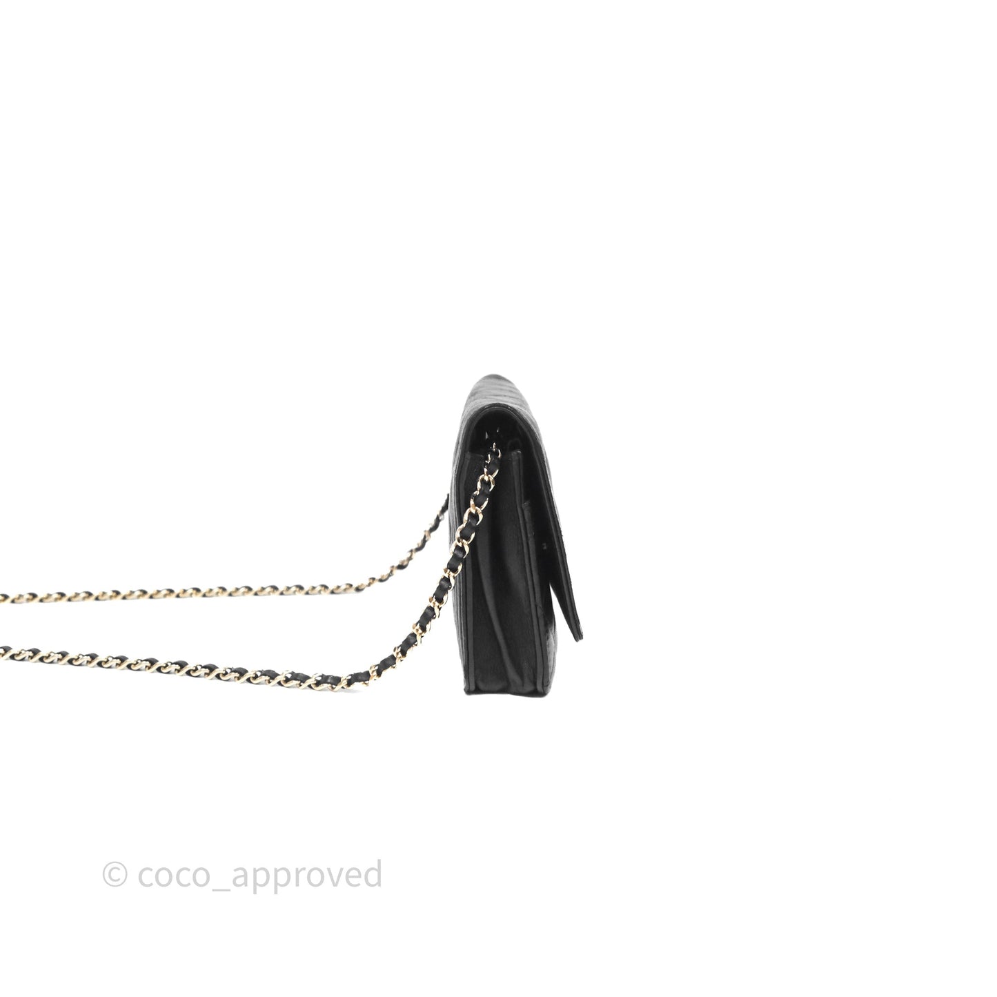Chanel Black Quilted Lambskin Boy Wallet on Chain Gold Hardware