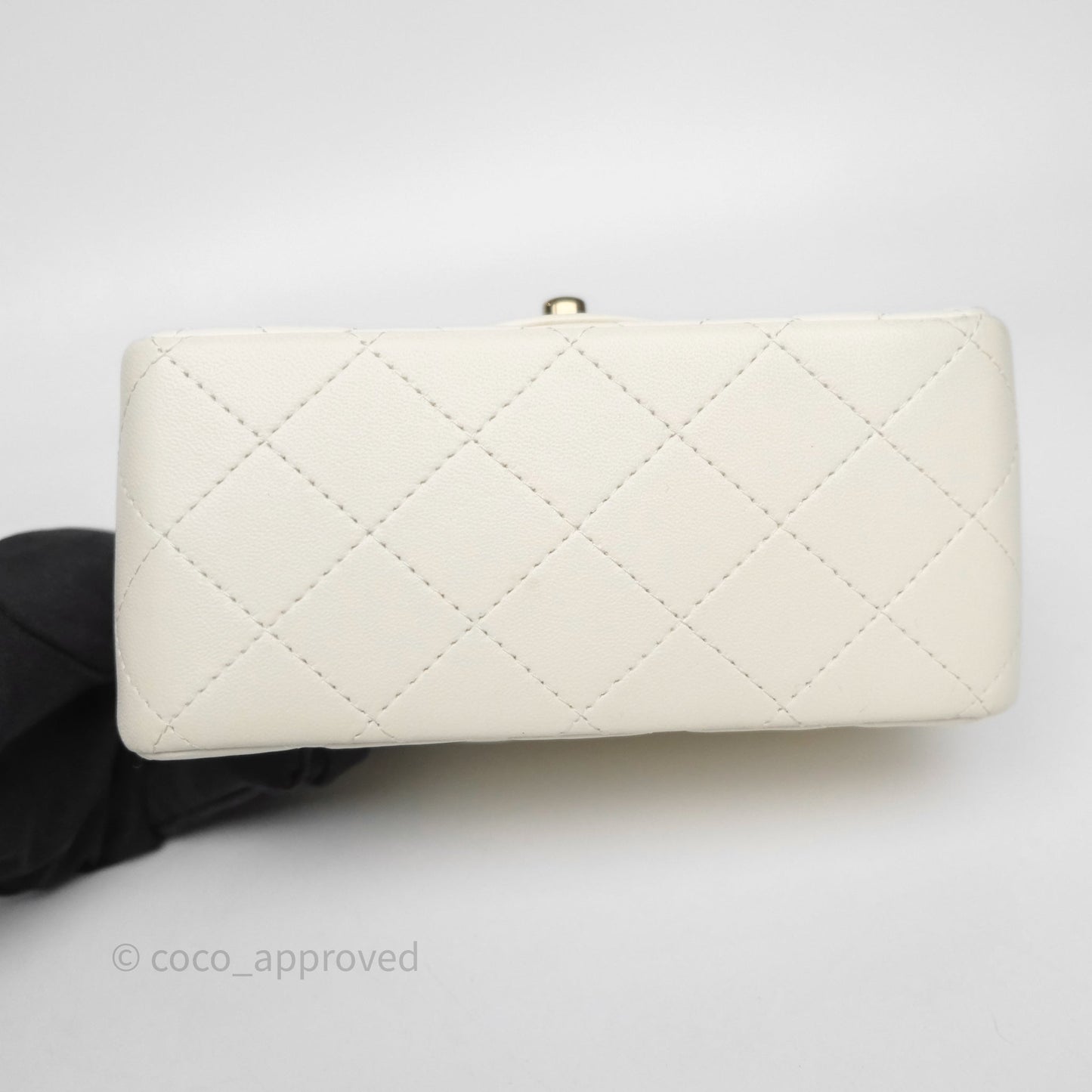 Chanel Quilted Mini Square White Lambskin Gold Hardware