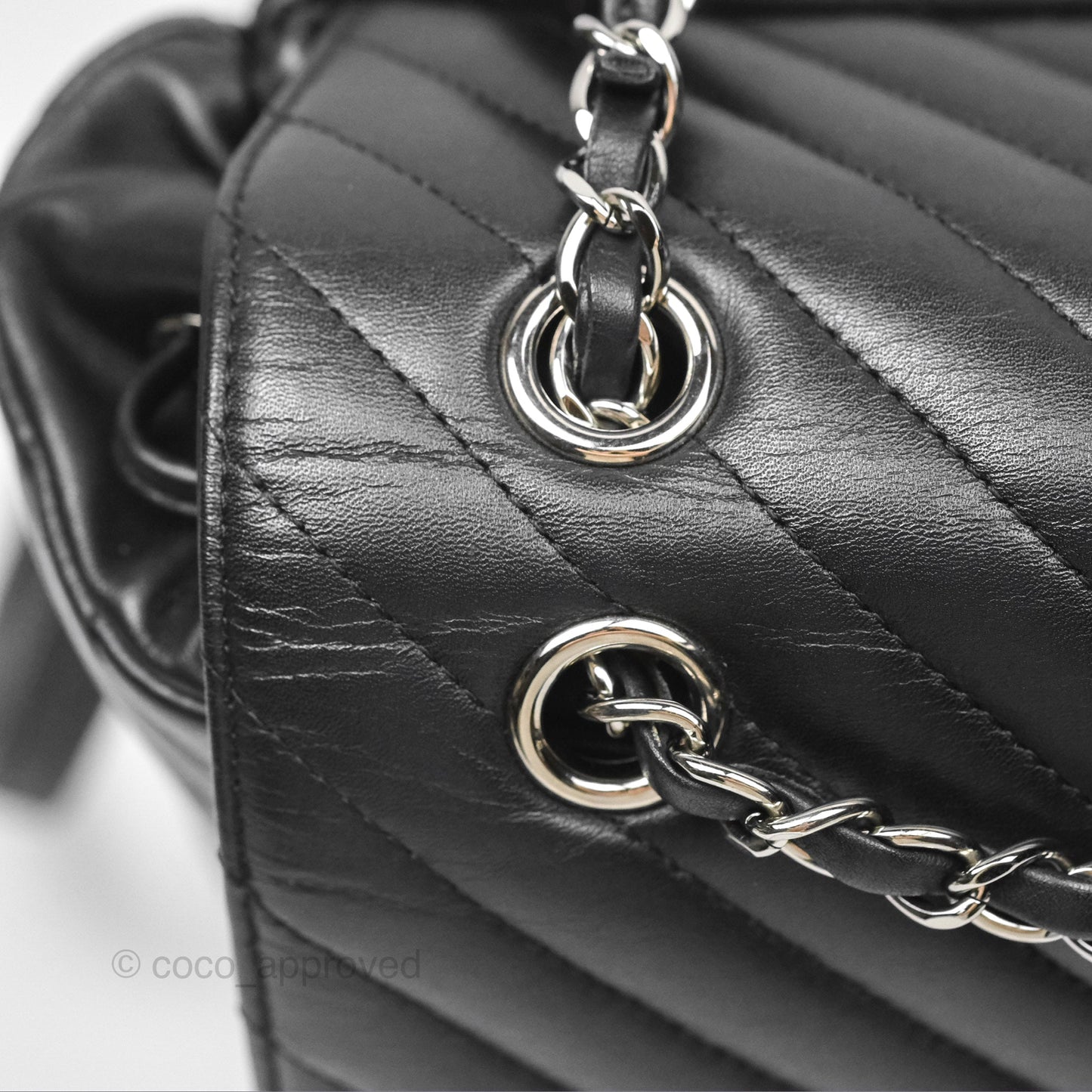 Chanel Medium Chevron Urban Spirit Backpack Black Calfskin Silver Hardware