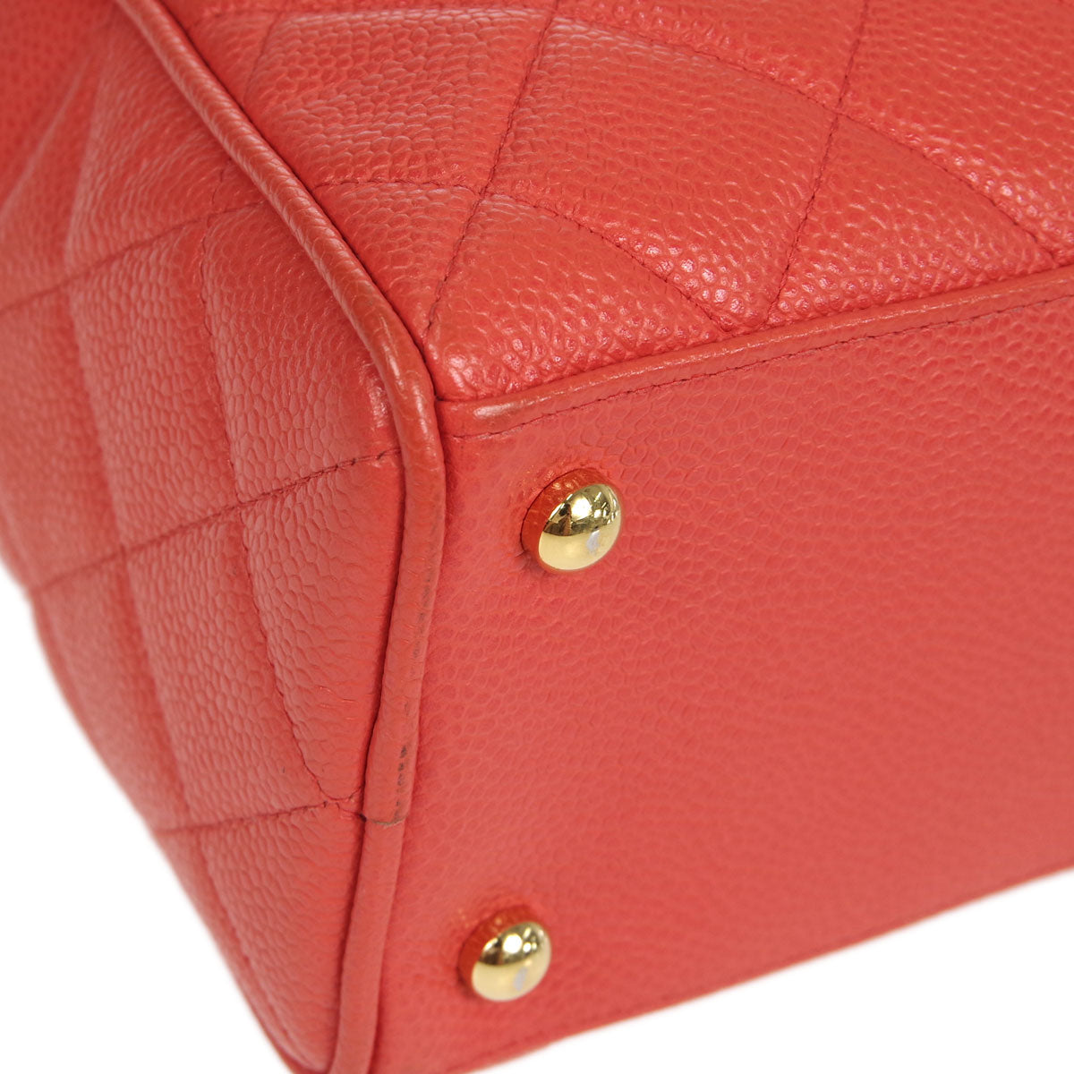 Luxury Chanel 2003-2004 Peach Orange Caviar Bowling Bag 27