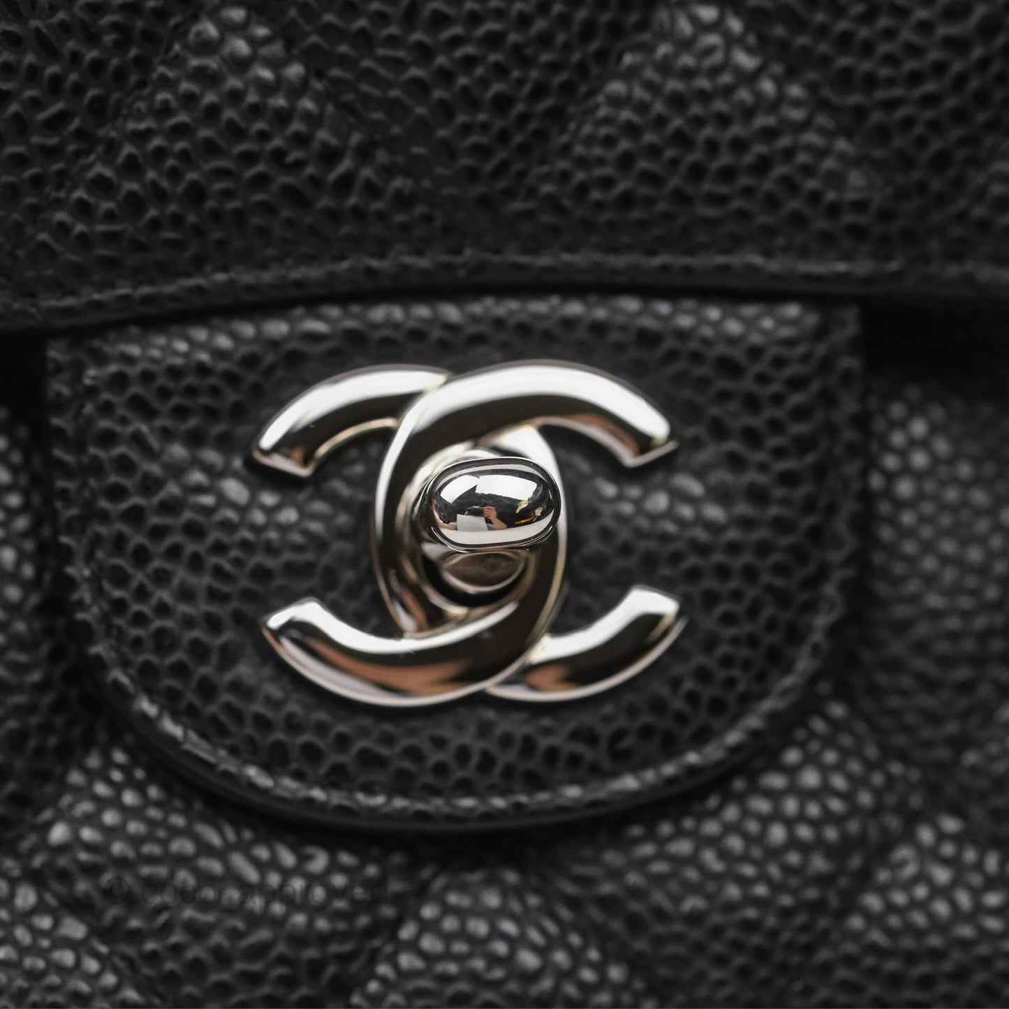 Chanel Classic M/L Medium Flap Quilted Black Caviar Silver Hardware