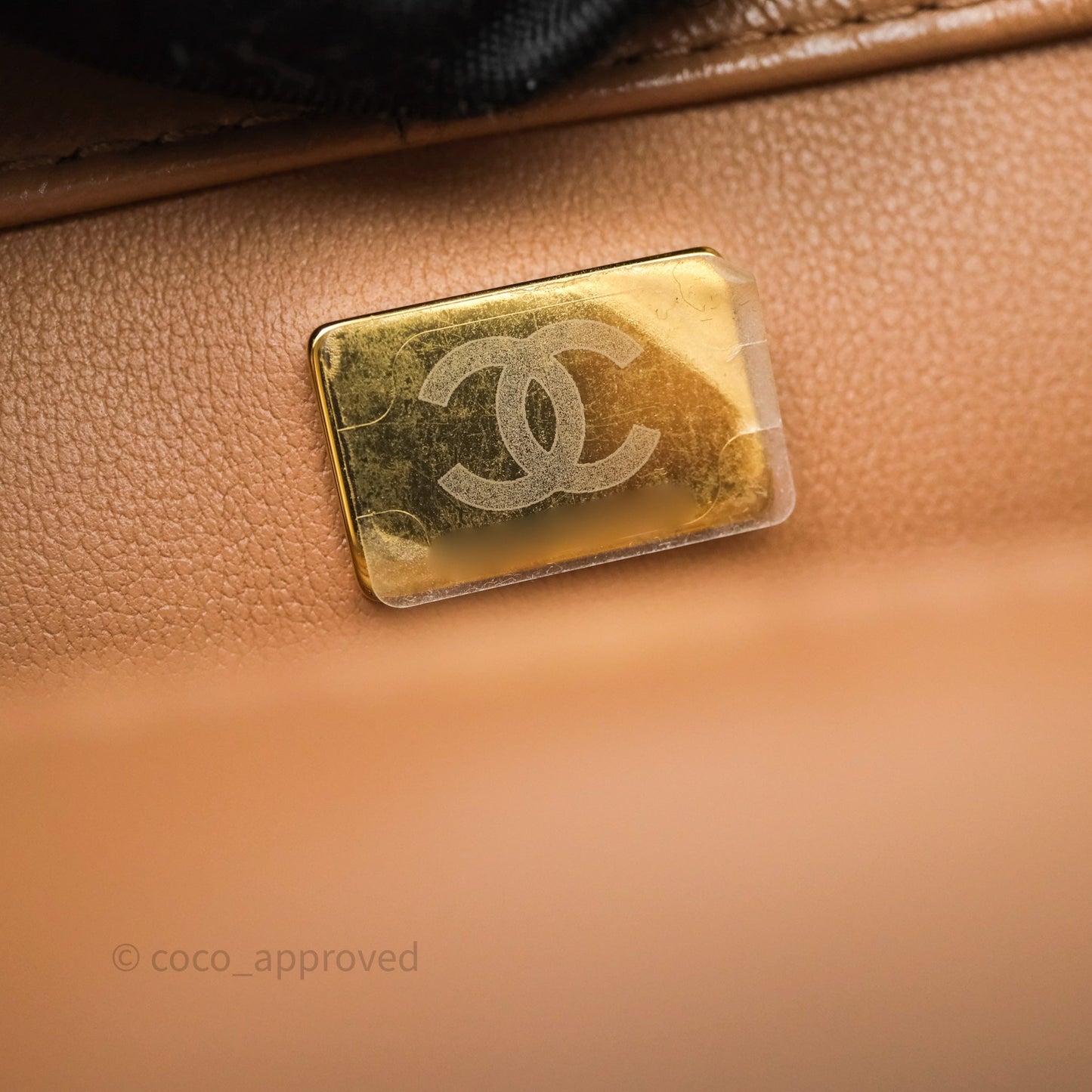 Chanel Top Handle Flap Bag Beige Lambskin Gold Hardware