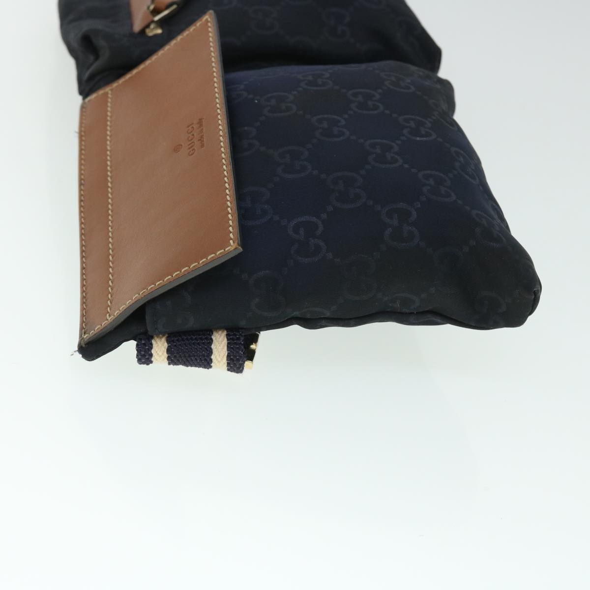 Luxury Gucci GG Canvas Sherry Line Waist bag Navy White 28566  53375
