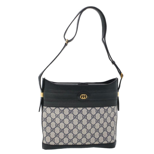 Luxury Gucci GG Canvas Shoulder Bag PVC Leather Navy  53390