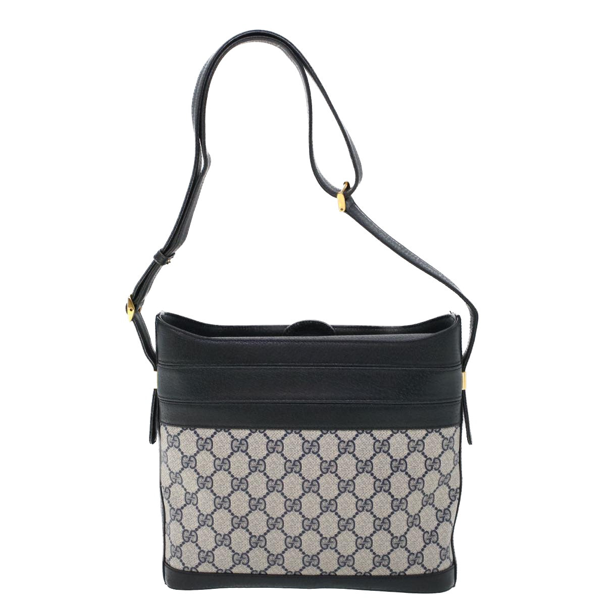 Luxury Gucci GG Canvas Shoulder Bag PVC Leather Navy  53390