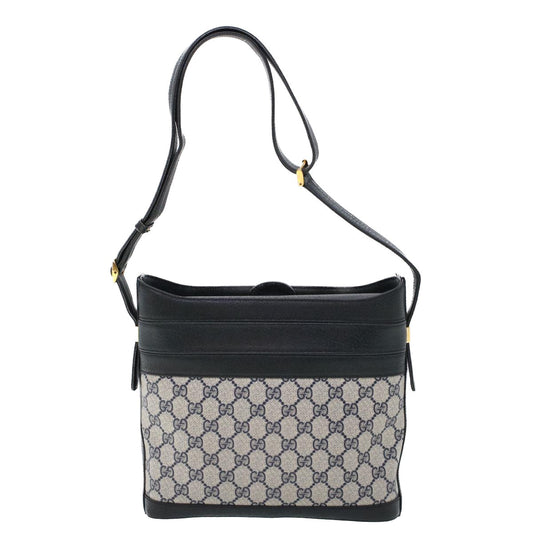 Luxury Gucci GG Canvas Shoulder Bag PVC Leather Navy  53390