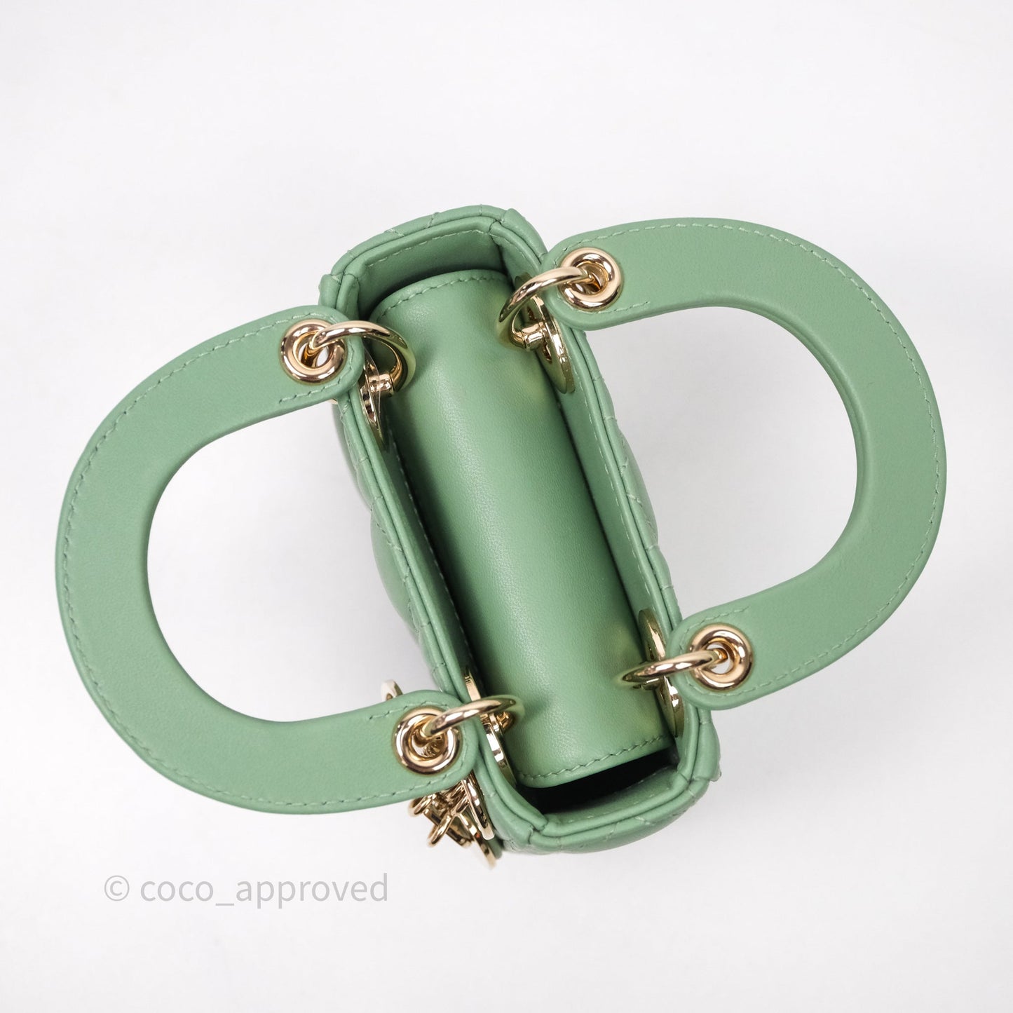 Christian Dior Micro Lady Dior Green Lambskin Cannage Gold Hardware