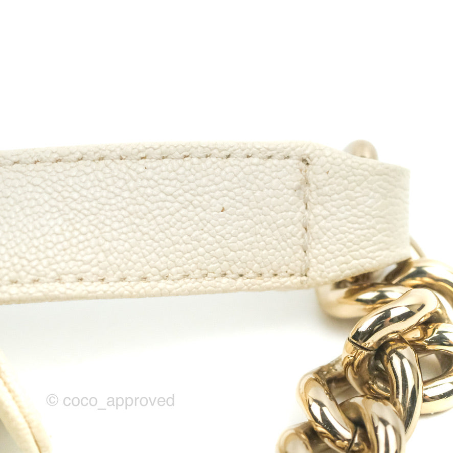 Chanel Small Boy White Caviar Gold Hardware