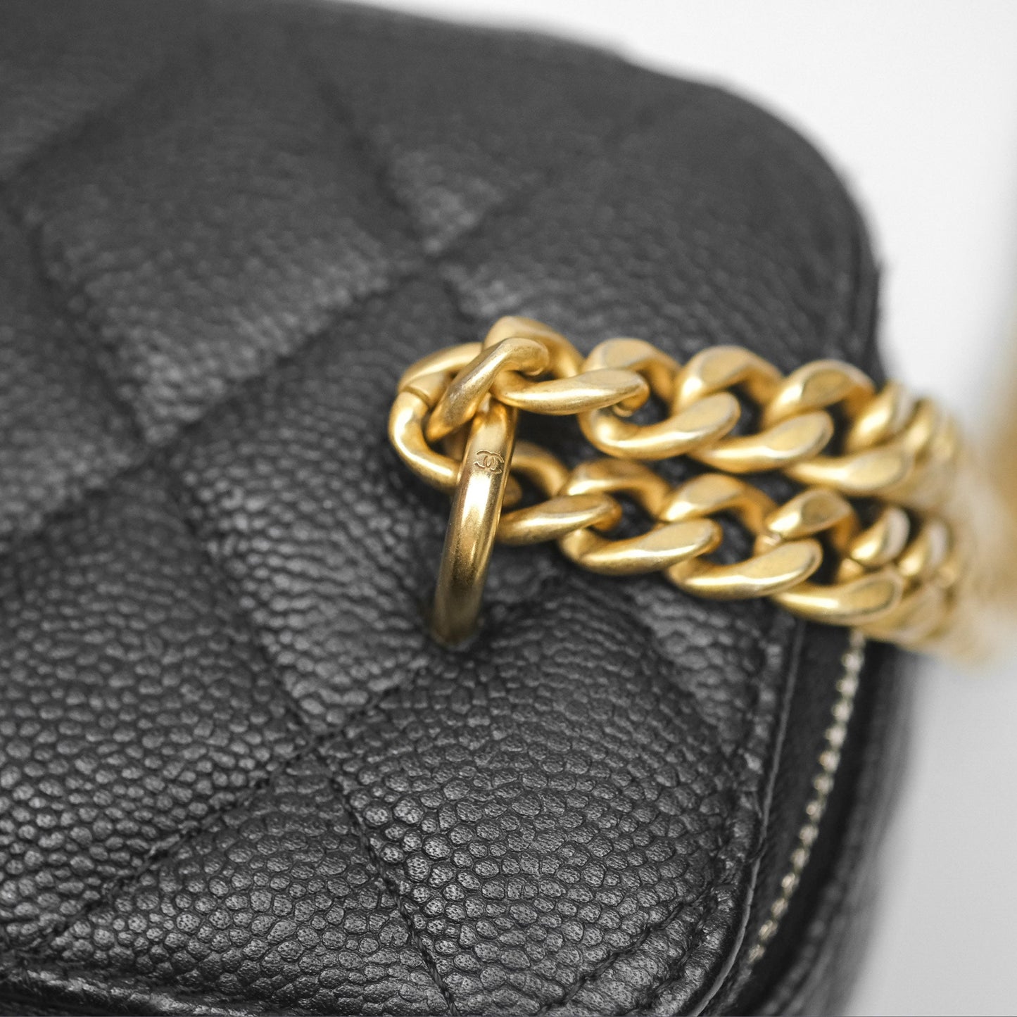 Chanel Vanity with Heart Adjustable Chain Black Caviar Aged Gold Hardware