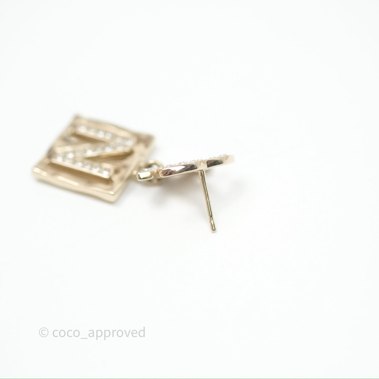 Chanel Crystal CC No.5 Drop Earrings Gold Tone 22S