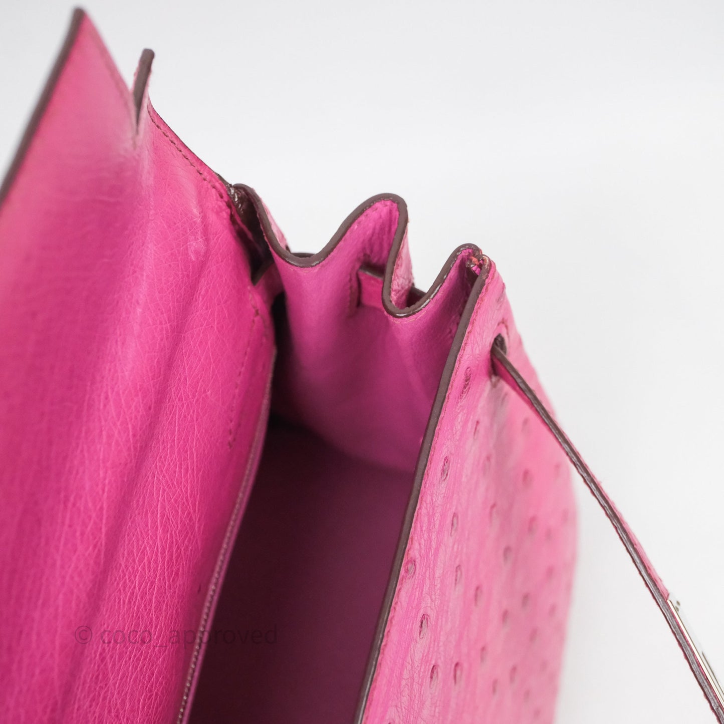 Hermes Kelly 32 Fuchsia Ostrich Palladium Hardware