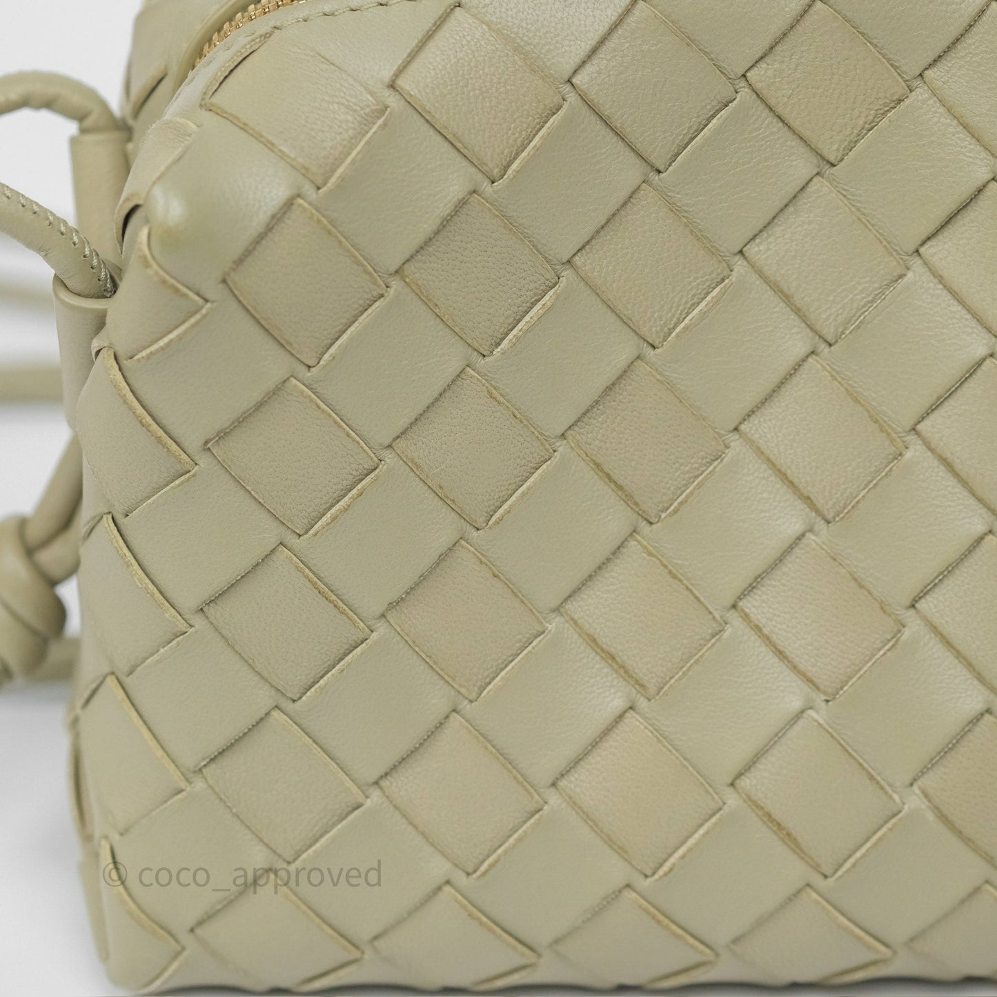 Bottega Veneta Loop Camera Bag Intrecciato Lambskin Travertine