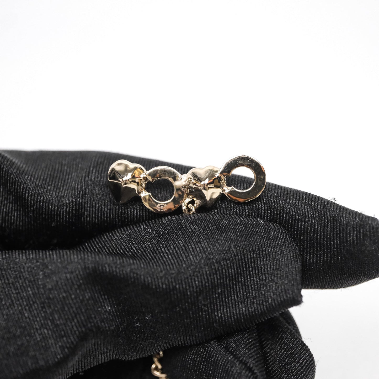 Chanel Crystal COCO Pink Heart Earrings Gold Tone 22B