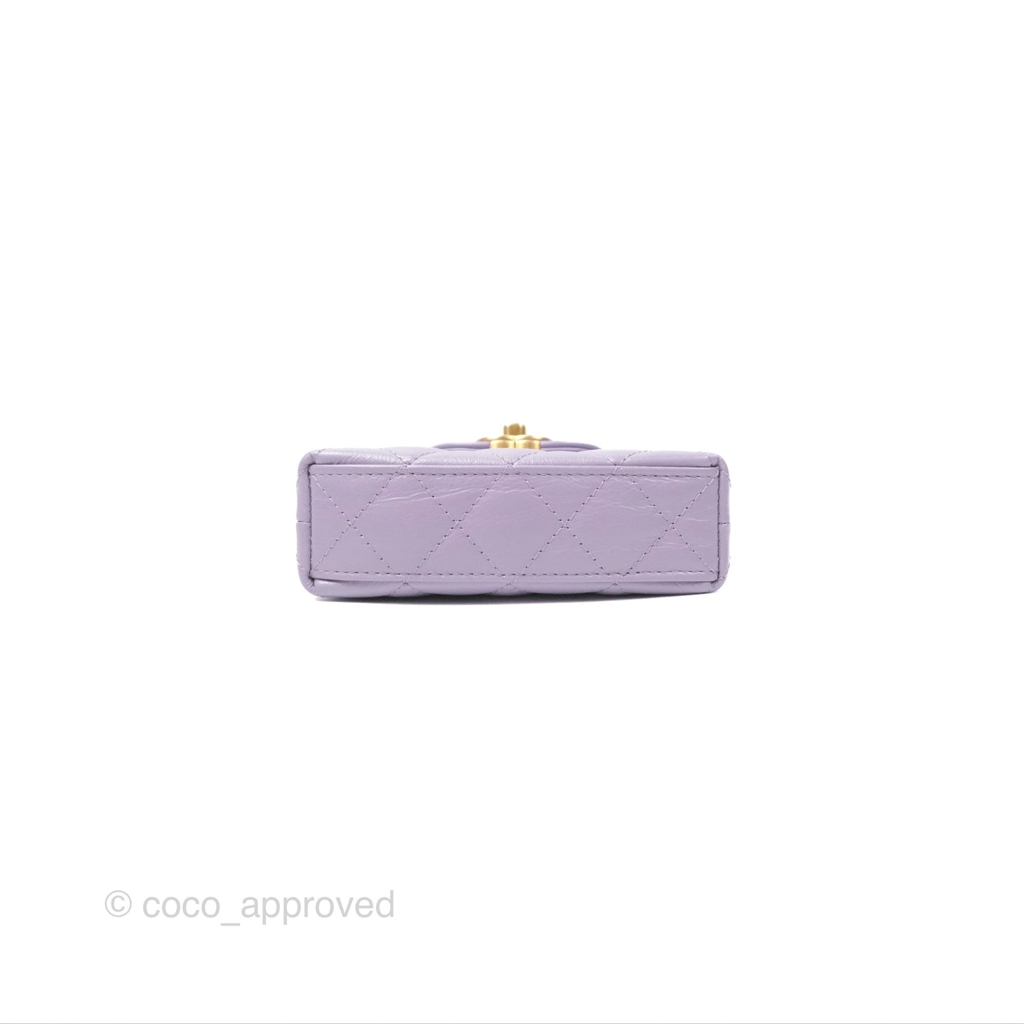 Chanel Mini Nano Kelly Bag Purple Shiny Calfskin Aged Gold Hardware
