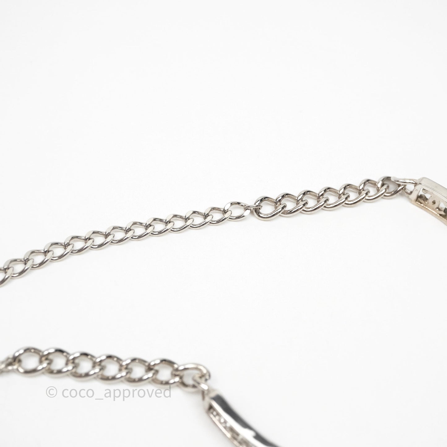 Chanel Crystal Logo Silver Chain Choker 22A