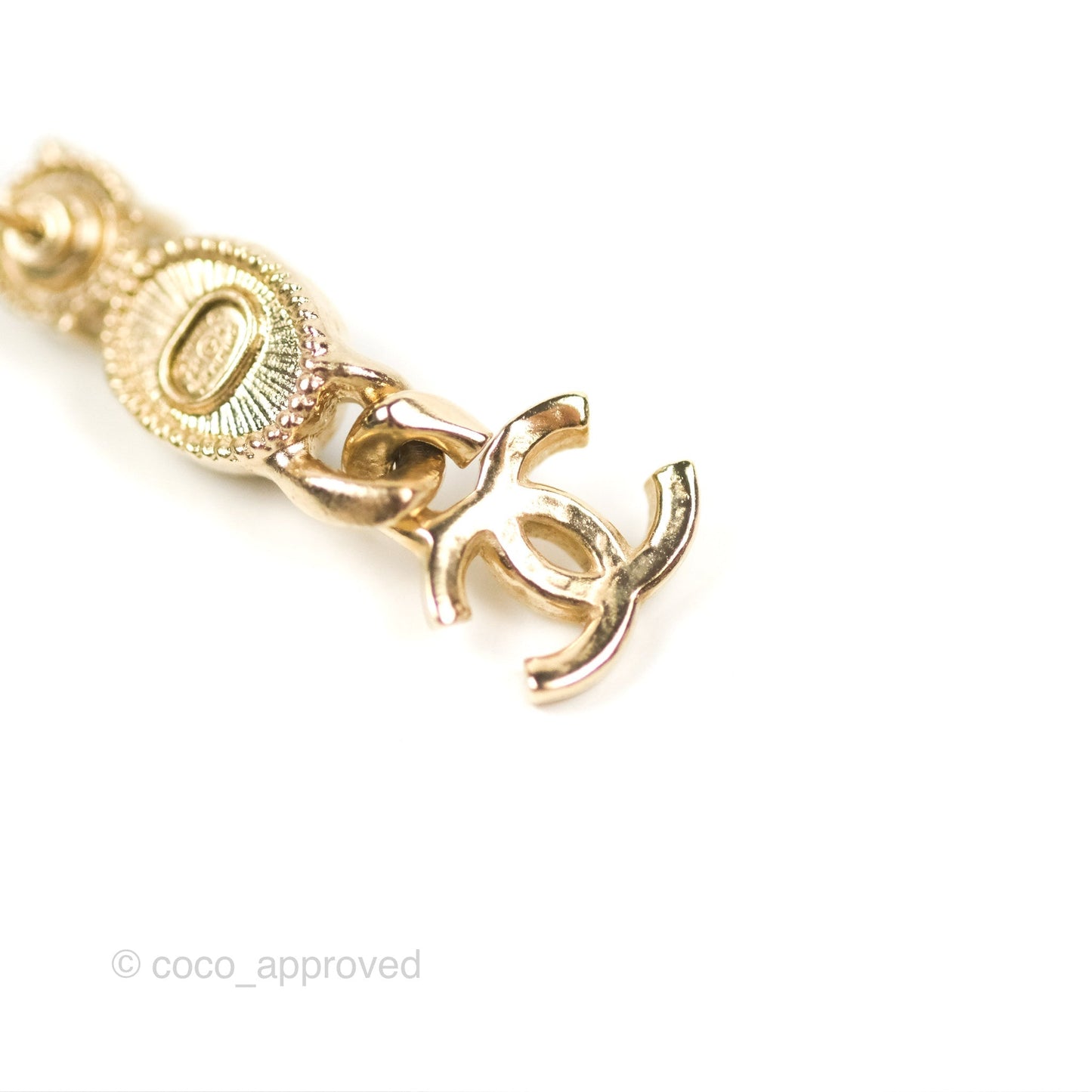 Chanel Crystal CC Drop Earrings Gold Tone 21K
