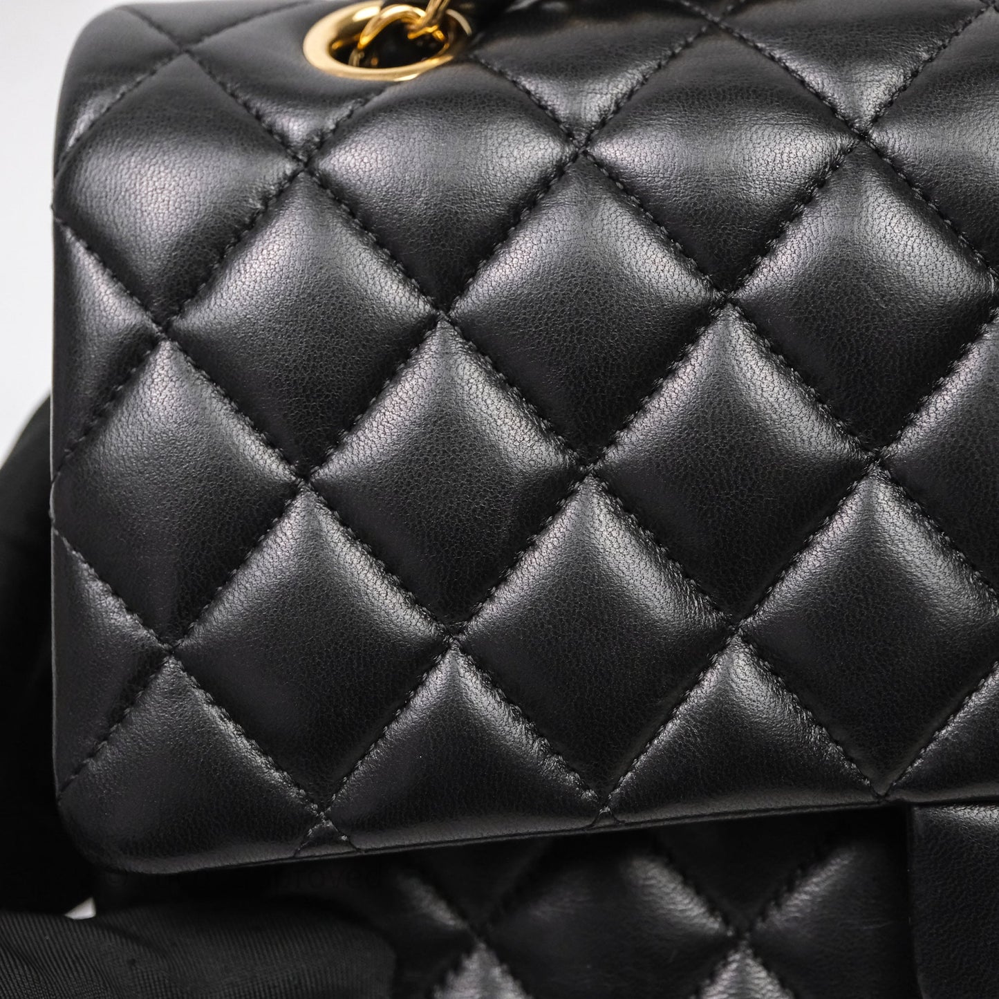 Chanel Classic M/L Medium Flap Quilted Black Lambskin Gold Hardware