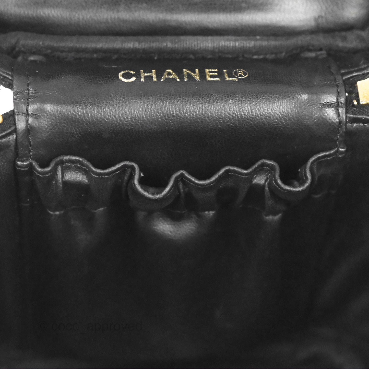 Chanel Vintage Vanity Case Black Caviar Gold Hardware