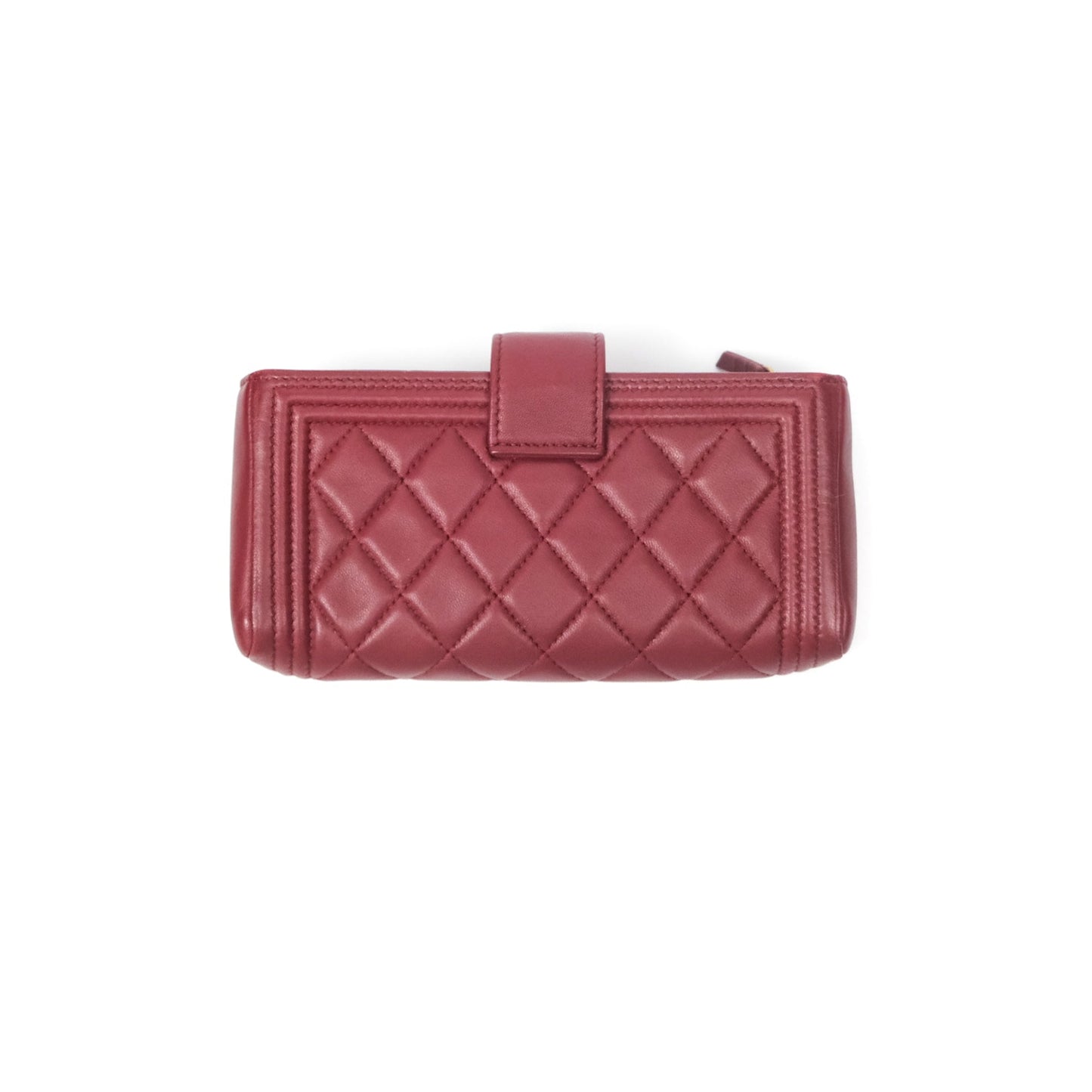 Chanel Quilted Boy Coin Case Dark Red Aged Gold Hardware