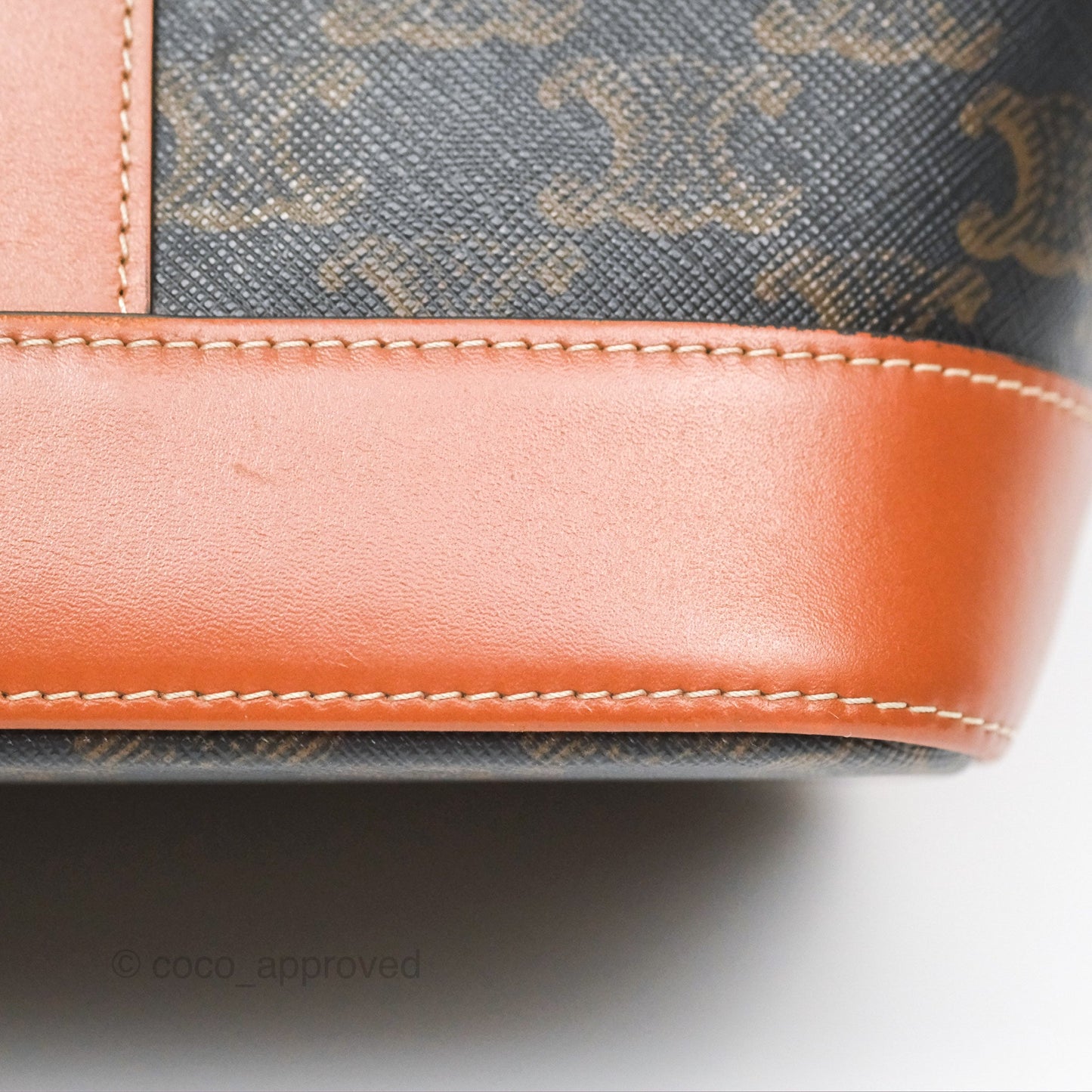 Celine Small Bucket Triomphe Canvas Tan Calfskin