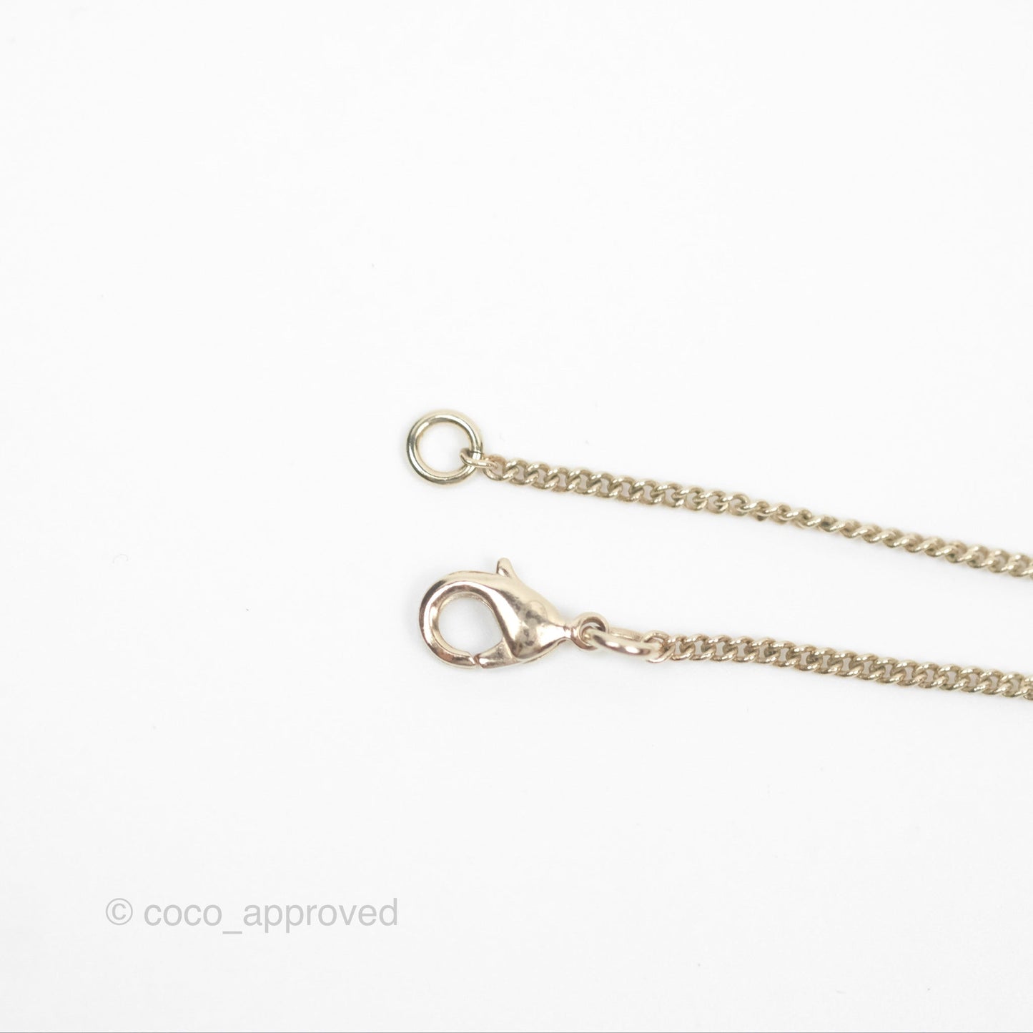 Chanel Crystal Pearl CC Drop Necklace Gold Tone 18B