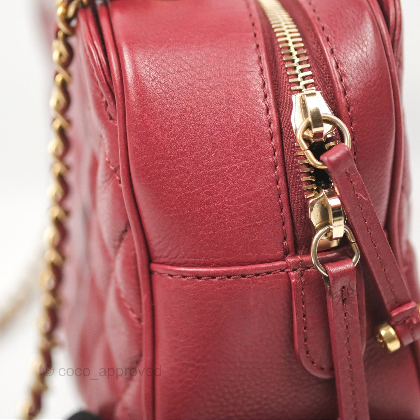 Chanel Quilted CC Small Vanity Case Dark Red Calfskin