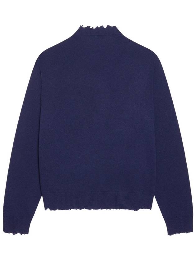 Luxury Balenciaga B Logo Knit Top Navy