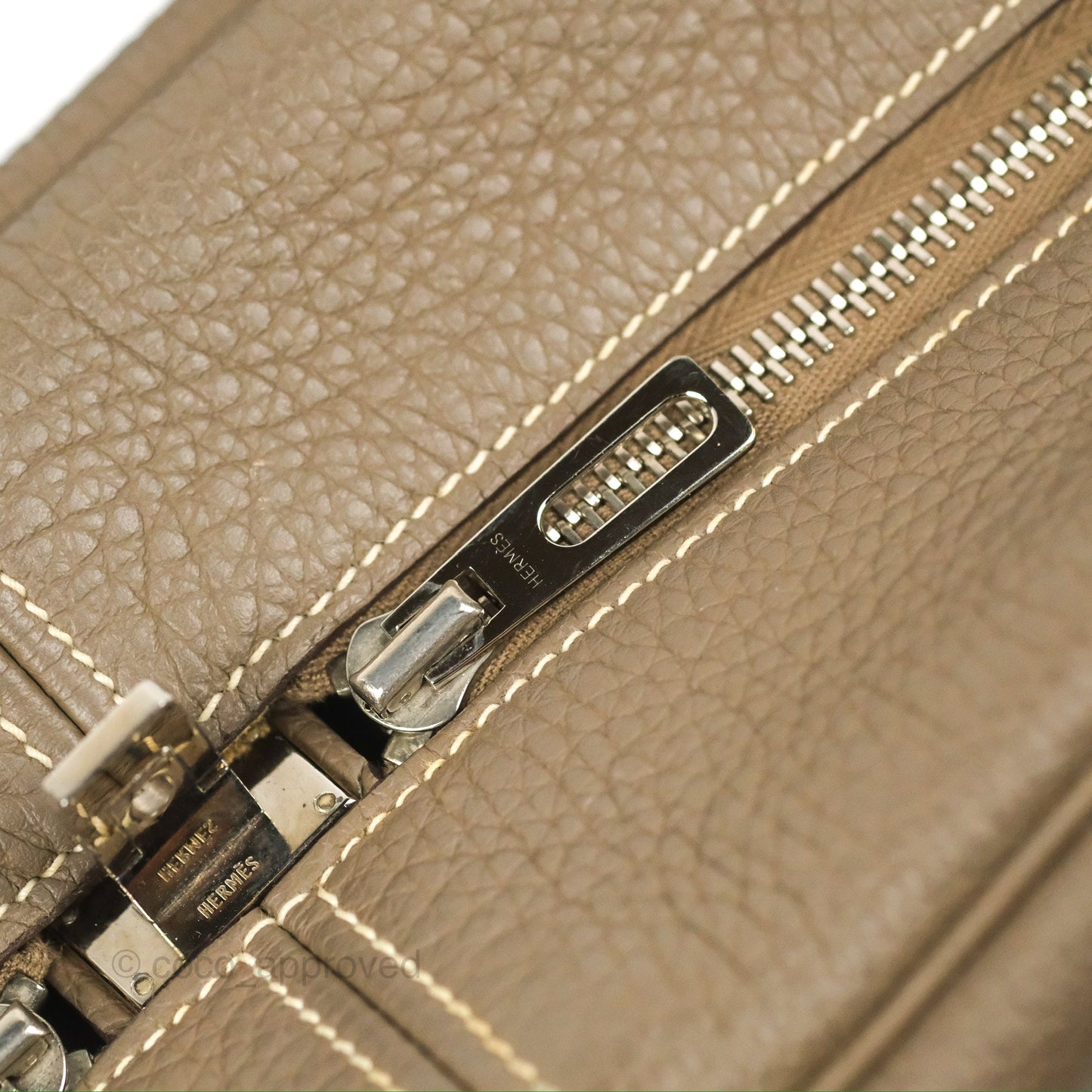 Hermes Victoria II 35 Bag Etoupe Clemence Palladium Hardware