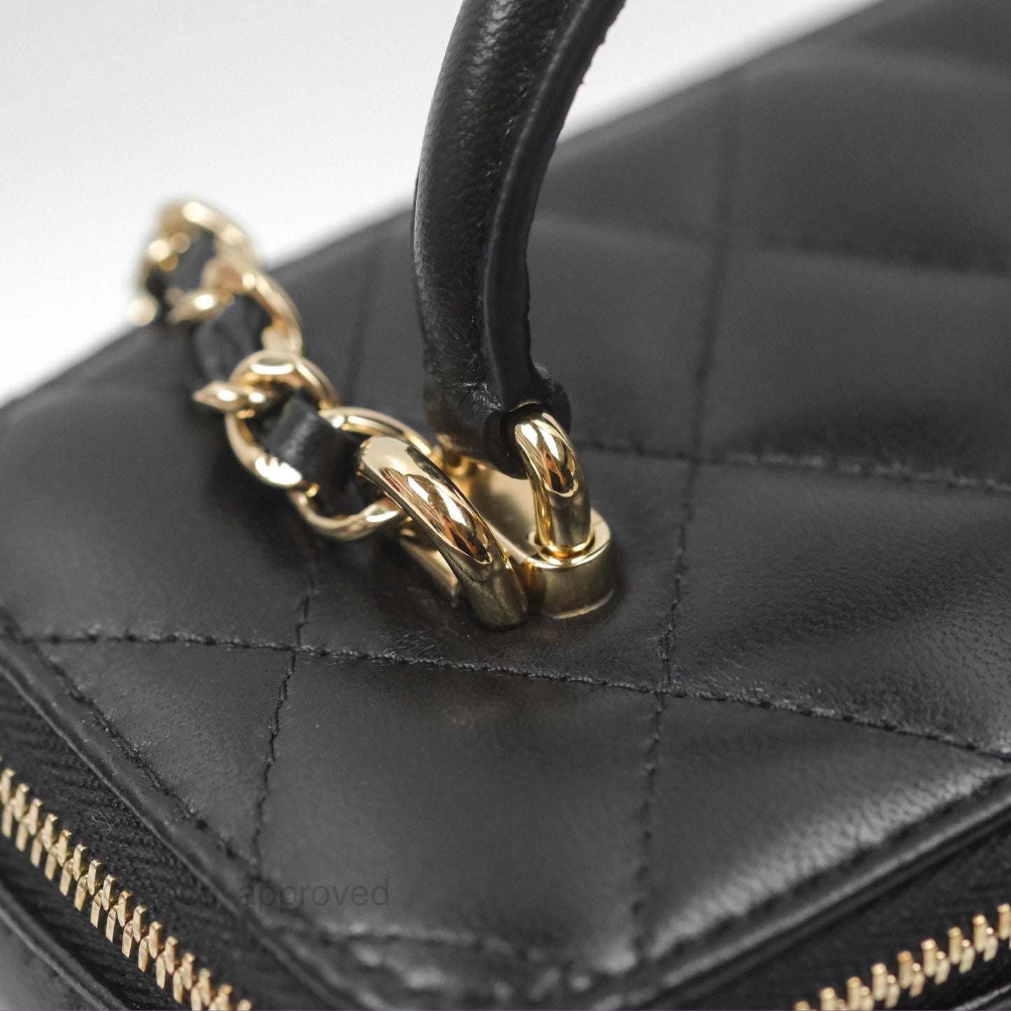 Chanel Vanity Rectangular Top Handle Black Lambskin Gold Hardware