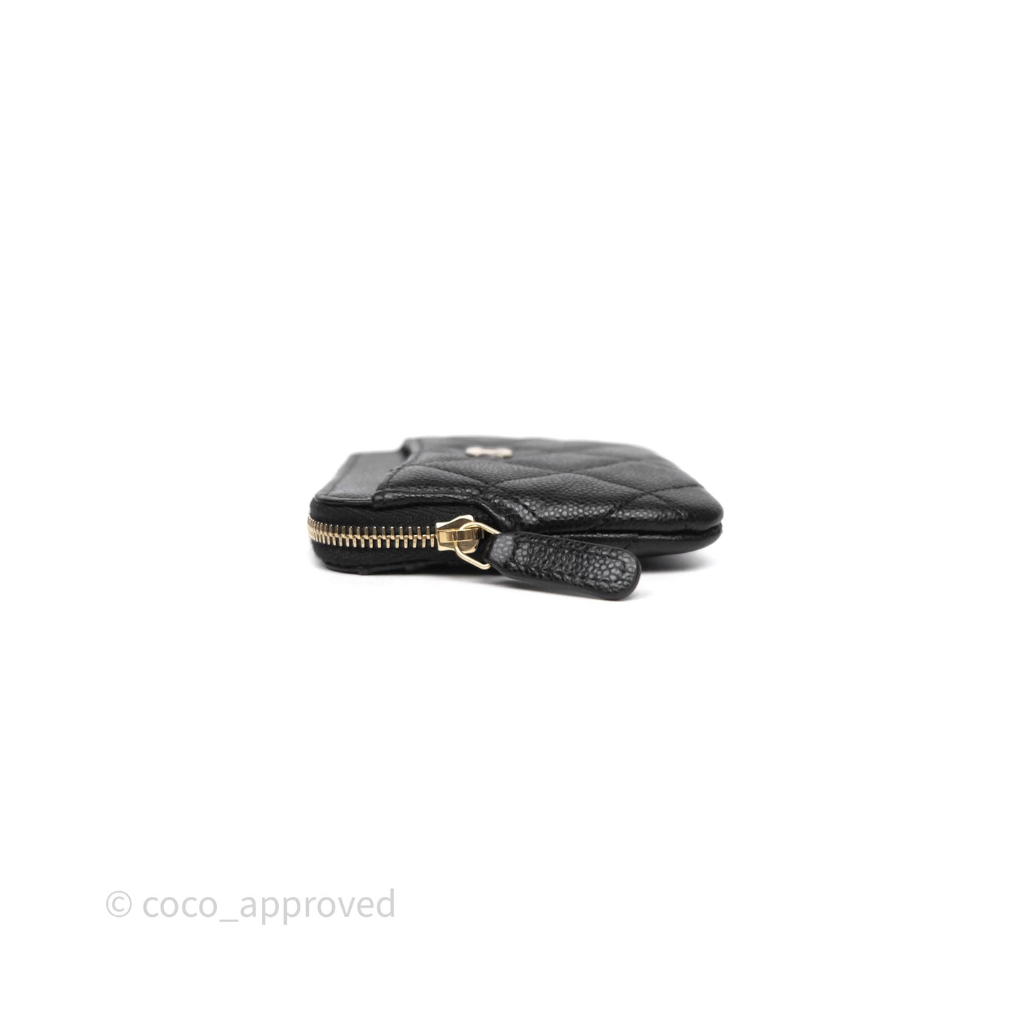 Chanel Quilted Classic Zip Card Holder Wallet Black Caviar Gold Hardware