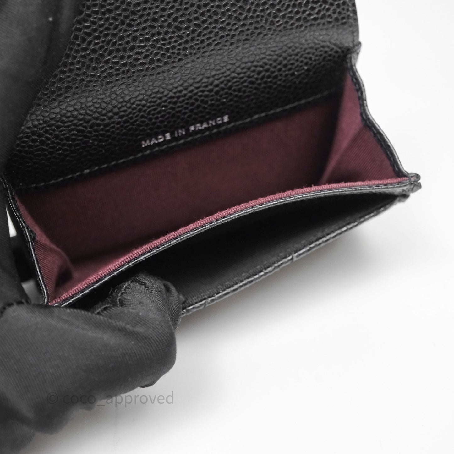 Chanel Classic Flap Black Caviar Card Holder Silver Hardware