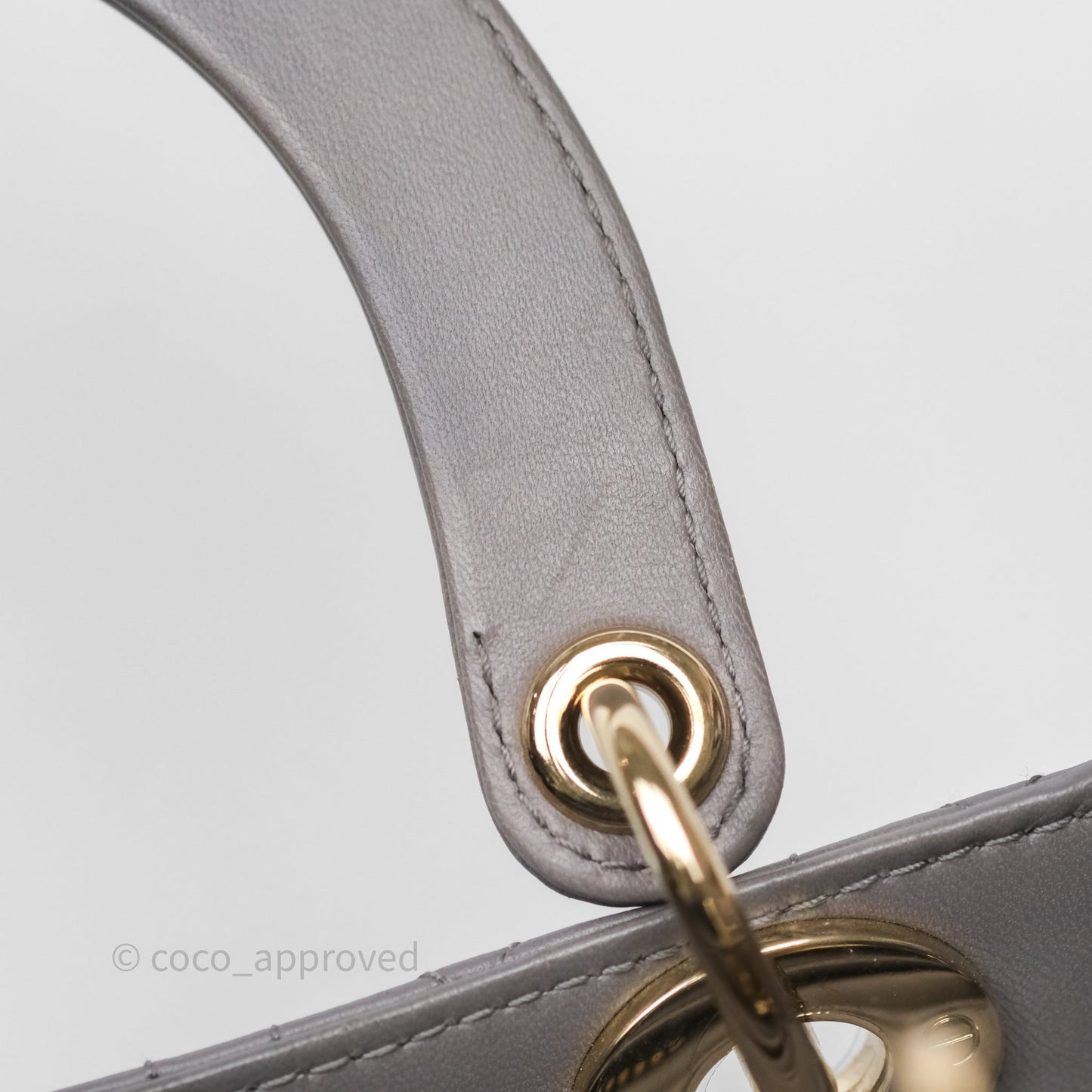 Christian Dior Medium Lady Dior Grey Lambskin Gold Hardware