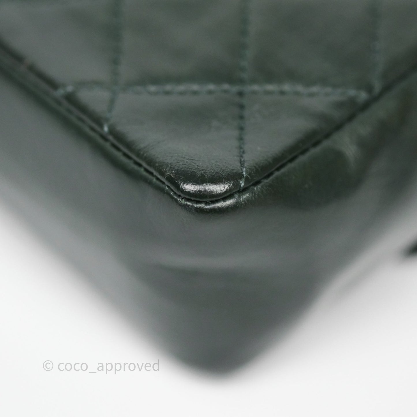Chanel Vintage Mini Flap Bag Dark Green Lambskin Gold Hardware